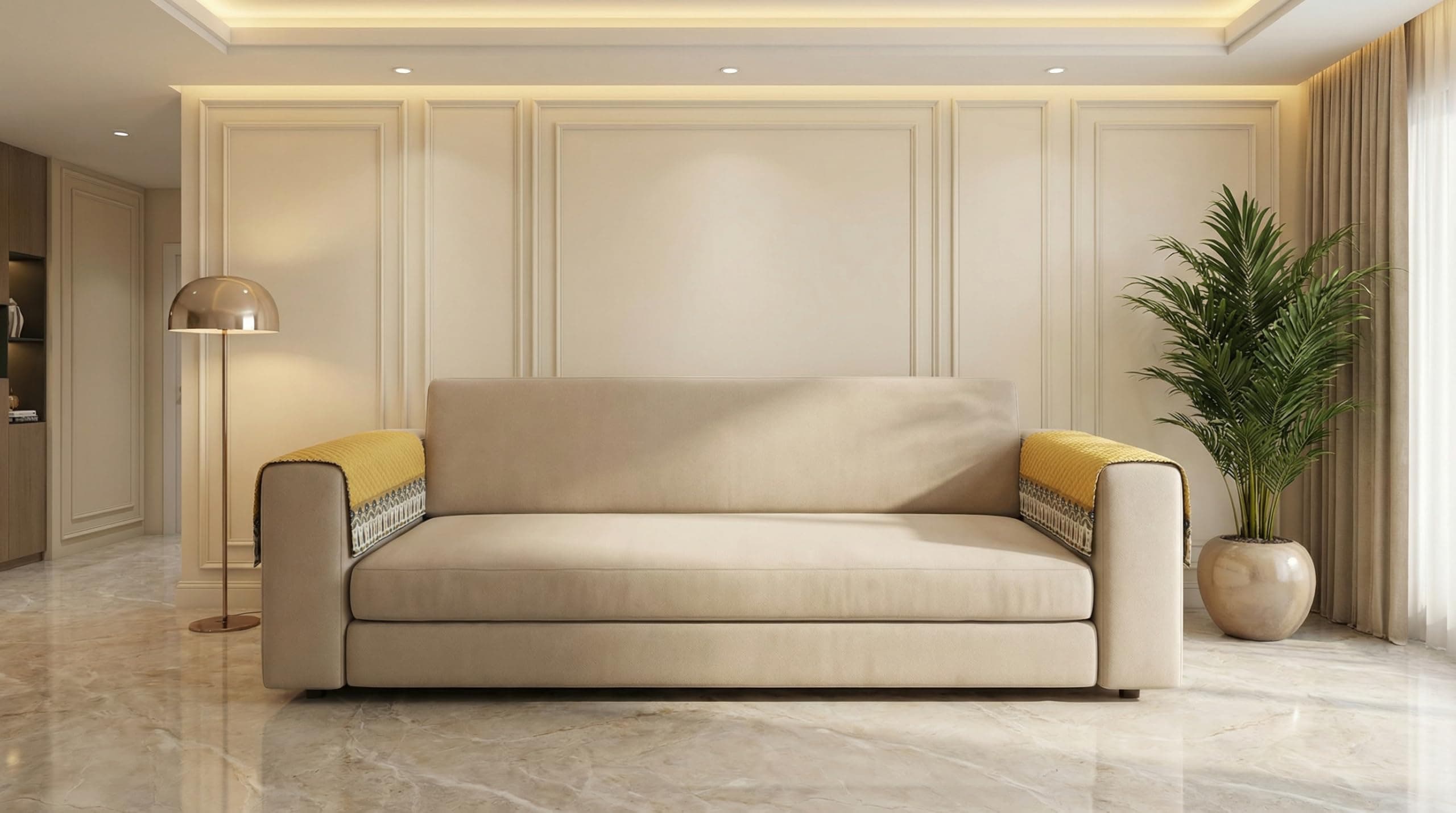 KINGLY Armrest Cover | Anti-Slip Sofa Arm Protector | Washable Arm Cover | Mustard Yellow