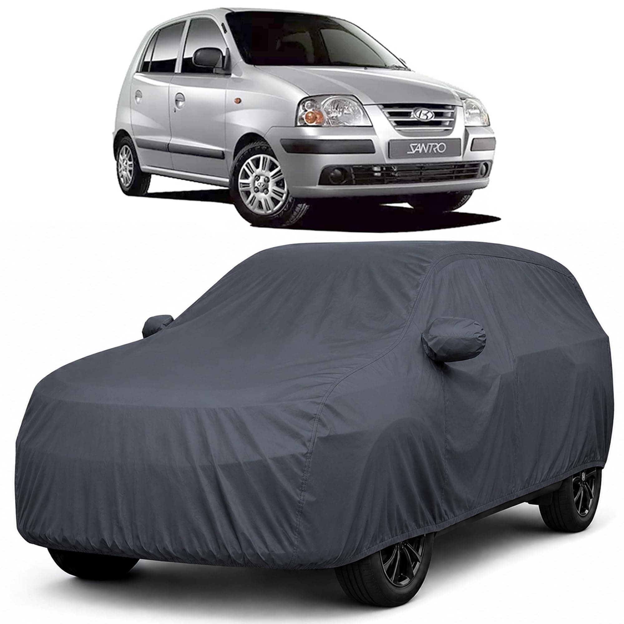 Autofact Premium Car Cover for Santro 2003-2016 | All Weather Waterproof Full Body Car Cover | Light-Weight Triple-Stitched Outdoor Shield with UV Protection, Dustproof & Heat-Resistant