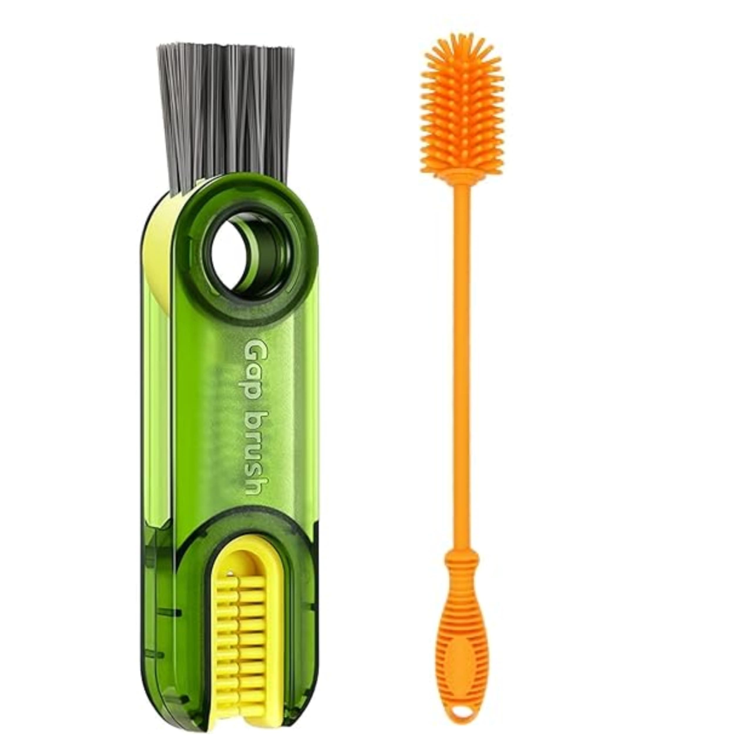 Sarthu Bottle Cleaning Brush Silicone Long Handle, Cup Lid Cleaner Brush.Multifunctional Brushes for Water Bottles, Straws, Windows, Grooves, Keyboards Efficient Cleaning Tools (Multicolor Pack of 2)