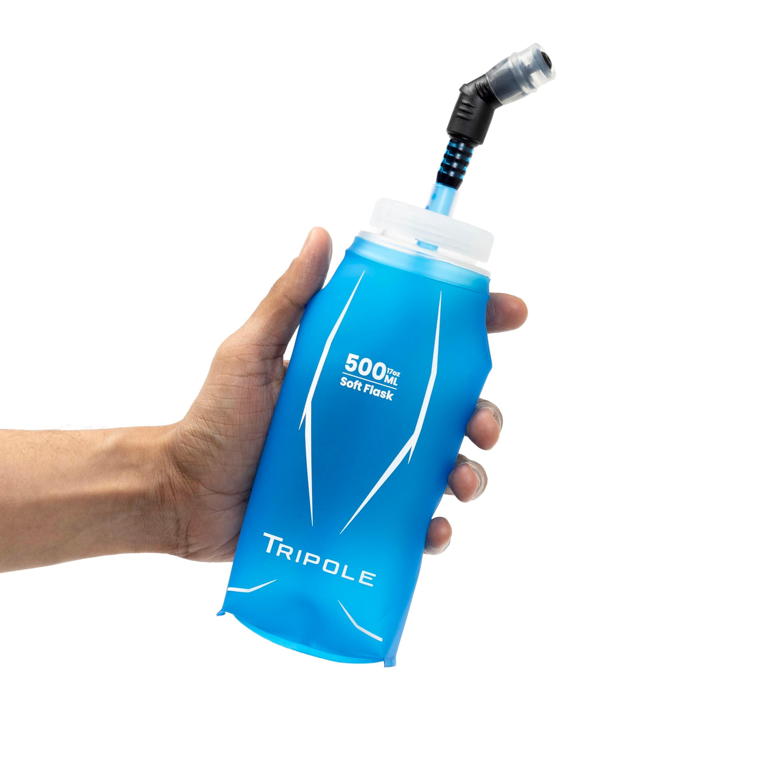 TRIPOLE Hydration & Water Soft Flask for Running and Cycling | 500 mL (Blue)