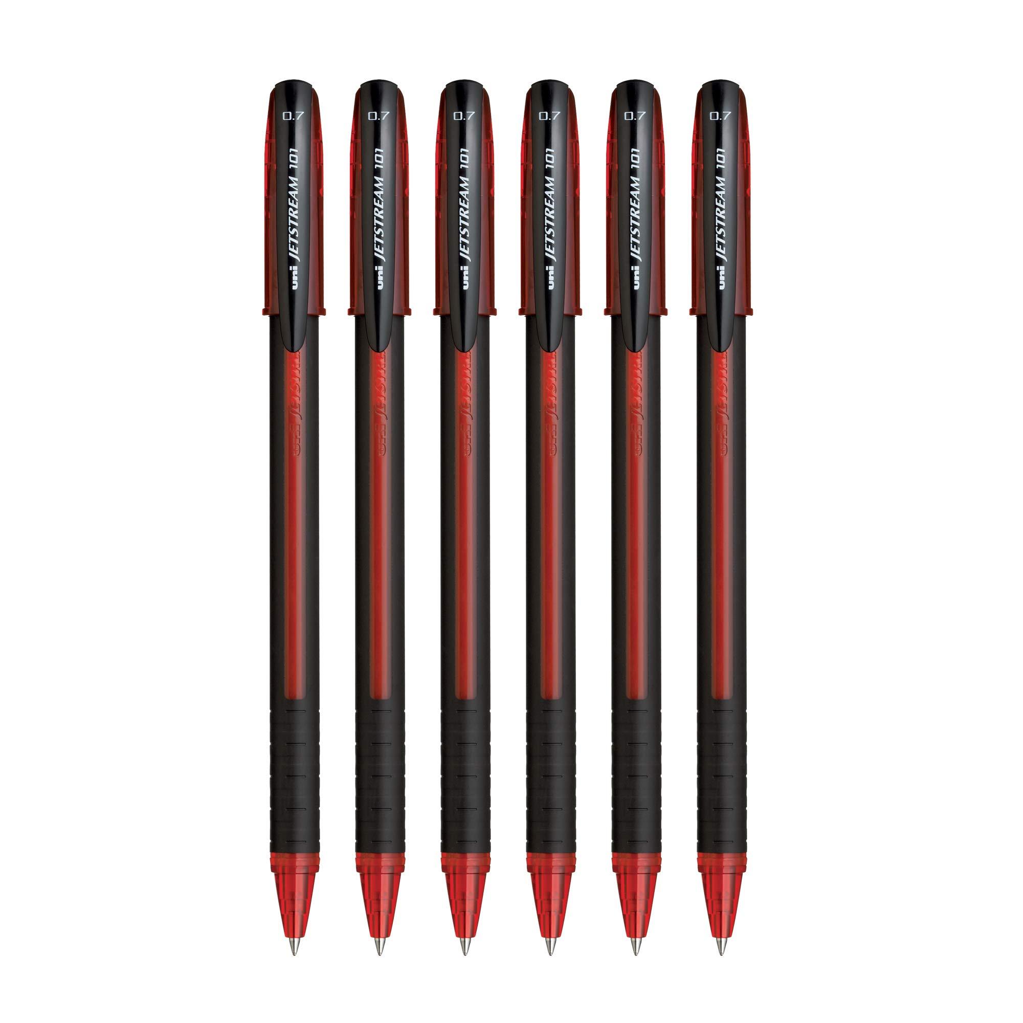 uni-ball Jetstream SX-101 0.7mm Roller Ball Pen | Red Ink, Pack of 6