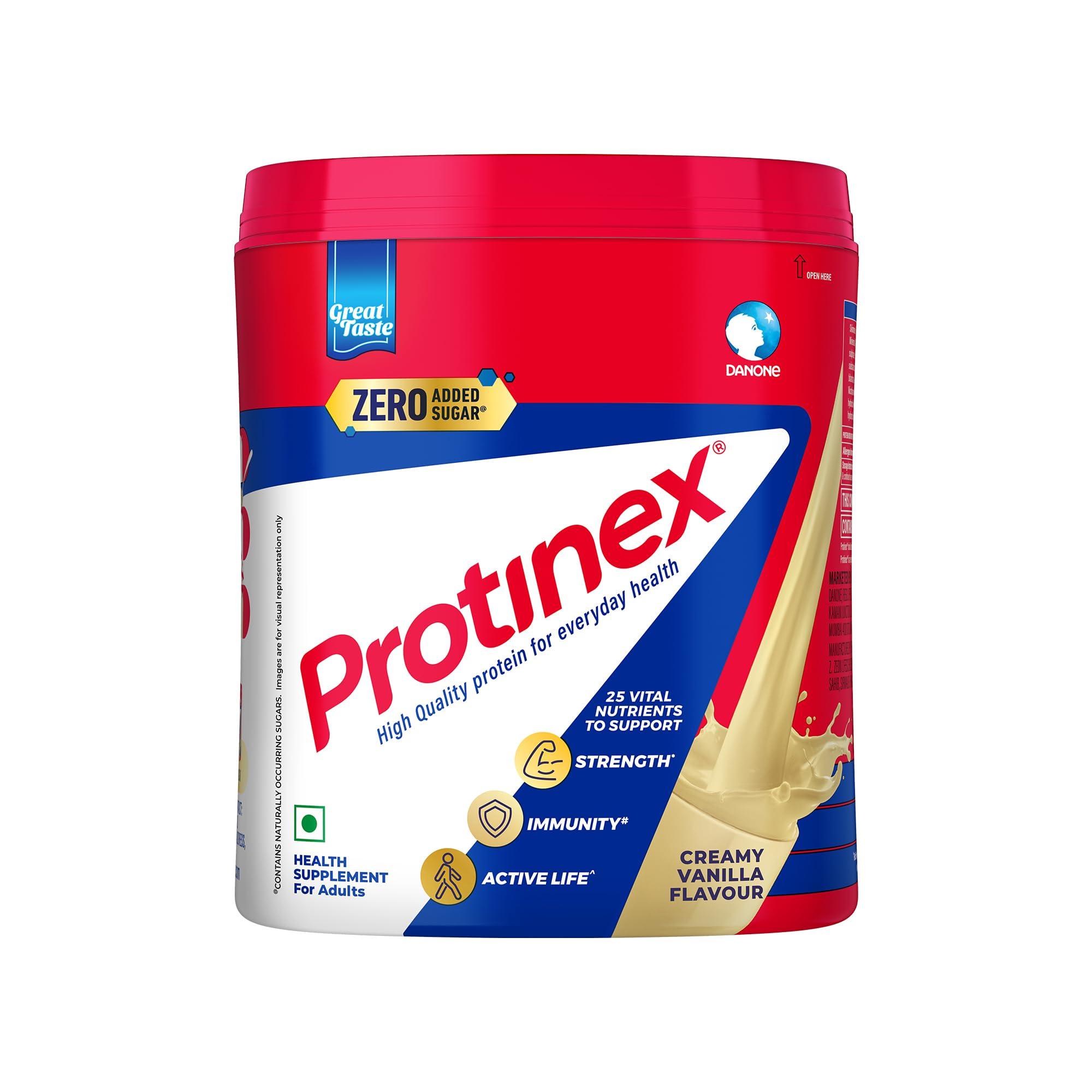 Protinex Creamy Vanilla, 400g | Get 40% daily protein requirement for strong muscles when prepared with 200ml milk | High Protein | Zero Added Sugar | Nutritional Drink for Men and Women