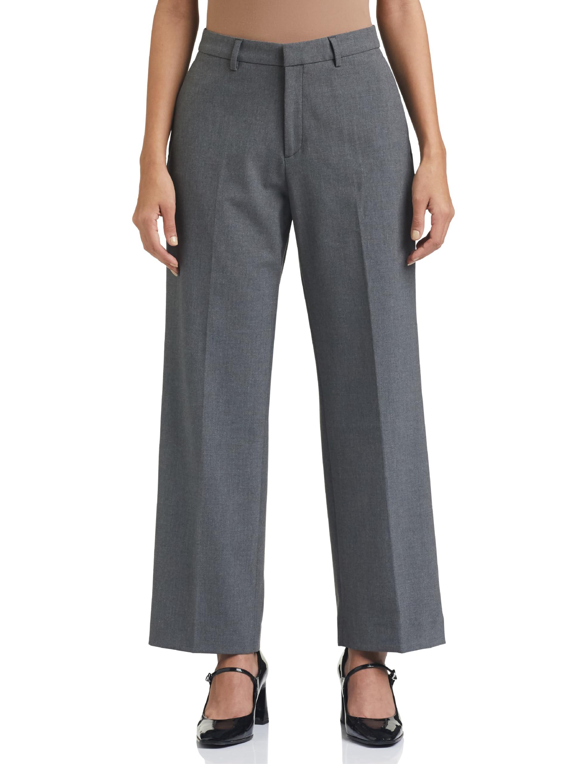 Symbol Premium Women's Relaxed Business Casual Mid Rise Pants (SBP-SS24-WTR-710_Grey Melange_26)