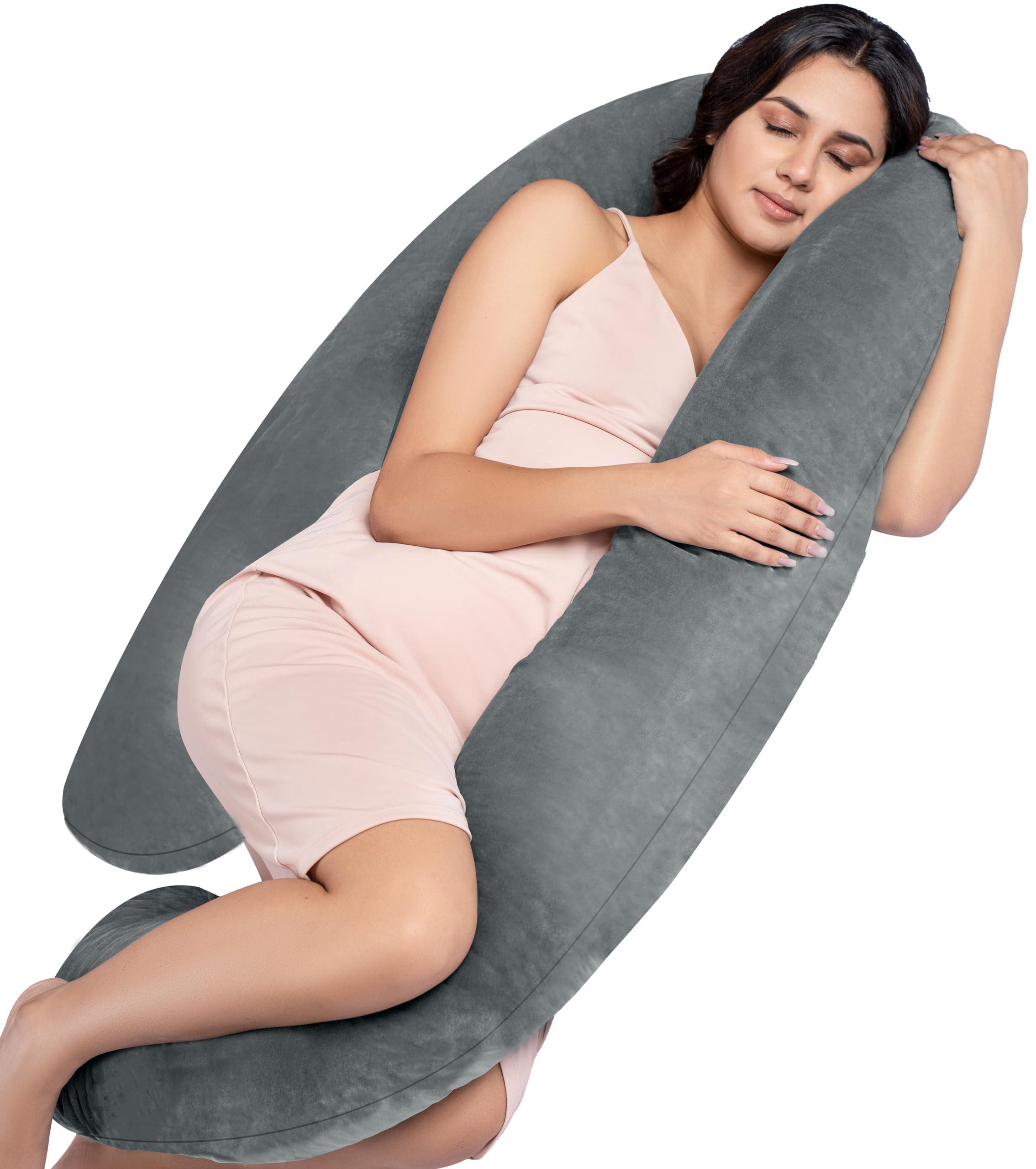 MY ARMOR Full Body G Shaped Pregnancy Pillow for Maternity & Baby Nursing | Abdomen, Hip, Spine, Neck & Head Support Cushion for Pregnant Women | Grey