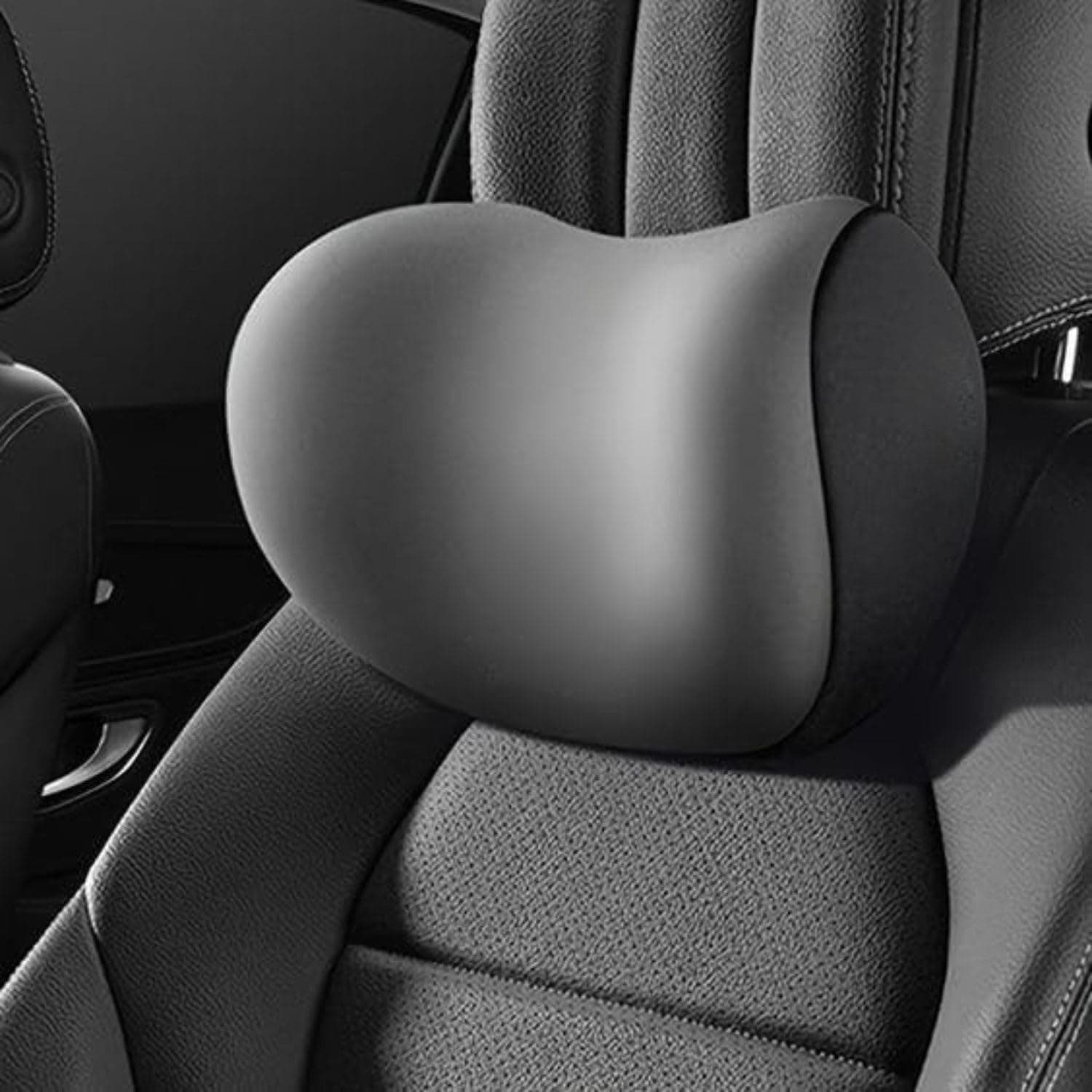VELVERI Car Neck Rest Pillow | Ergonomic Memory Foam Headrest Cushion for Neck Pain Relief | Adjustable Car Seat Support Pillow with Washable Cover | Universal Travel & Driving Comfort Pillow Gray