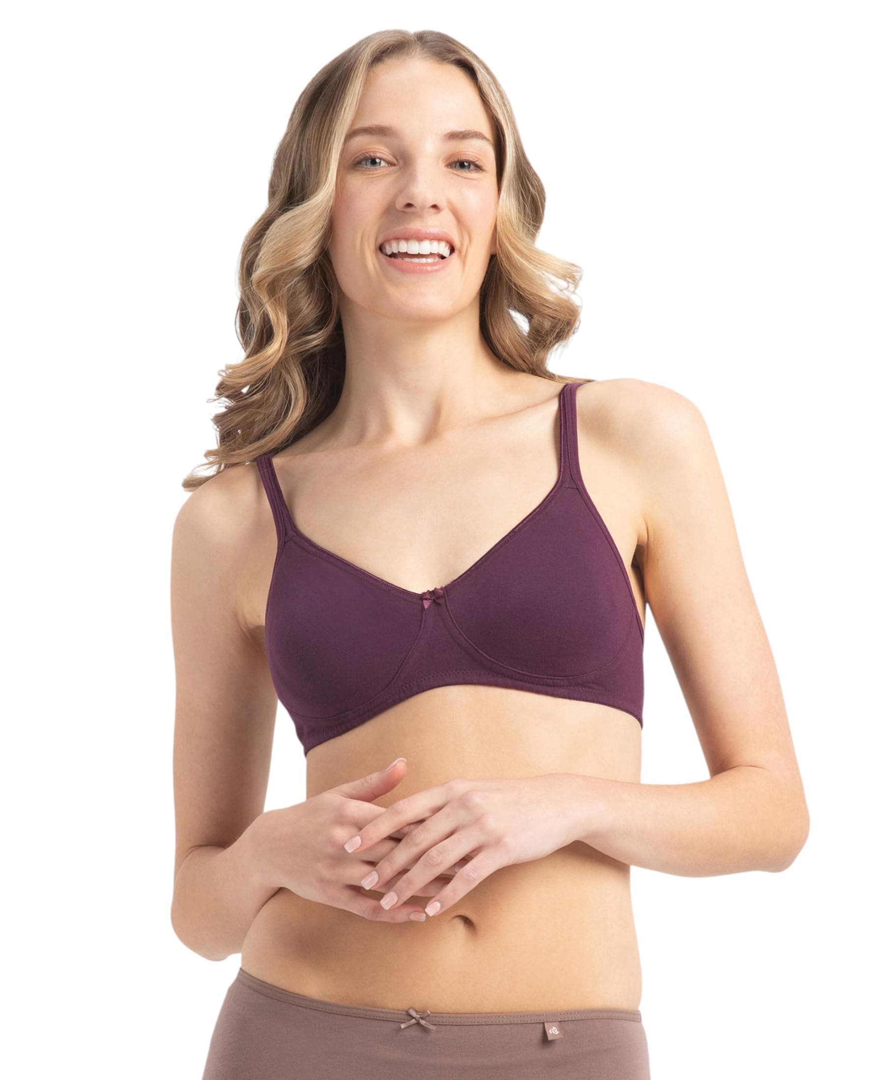 Jockey 1722 Women's Wirefree Non Padded Super Combed Cotton Elastane Stretch Medium Coverage Everyday Bra with Concealed Shaper Panel_Potent Purple_30B