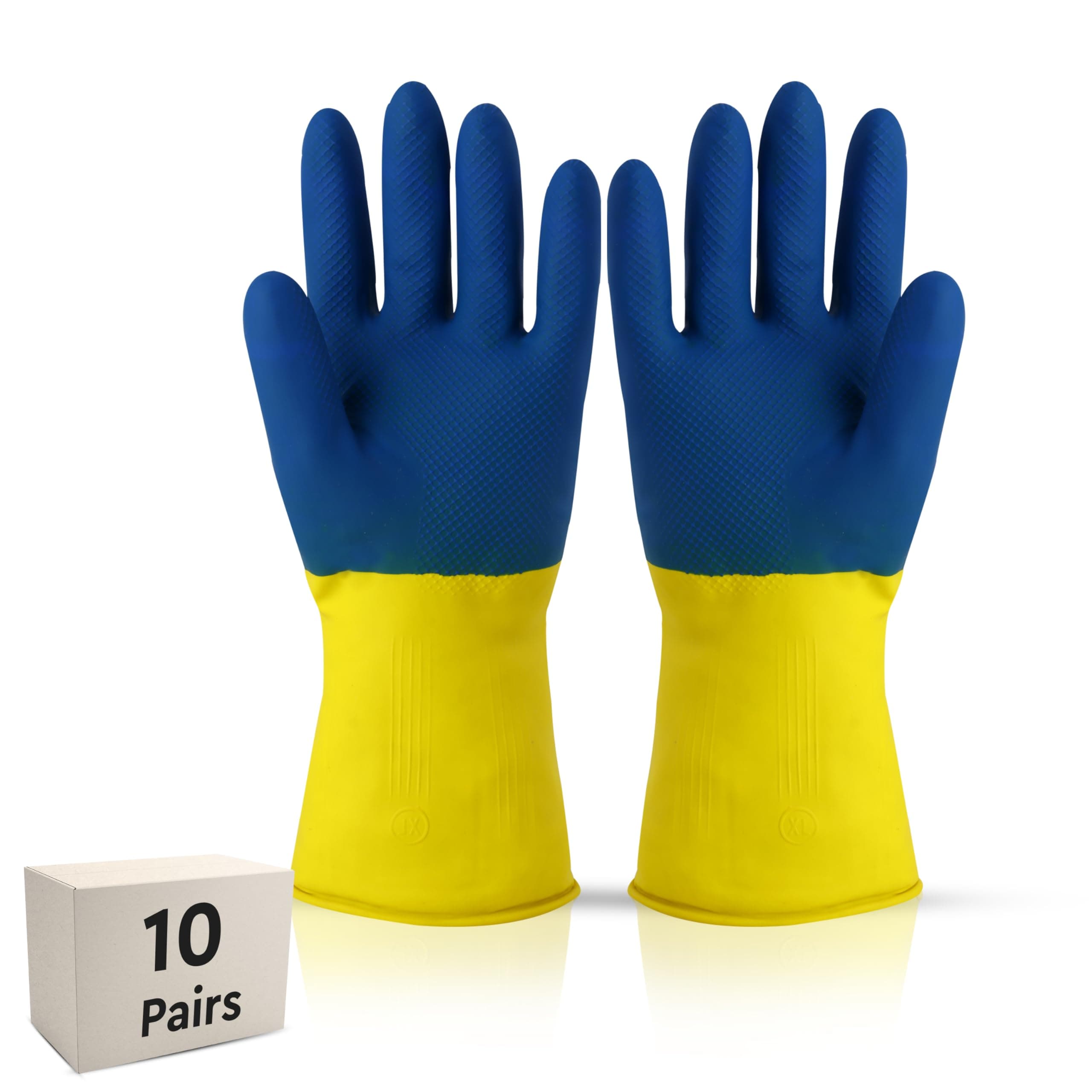 Robustt Heavy Duty Rubber Hand gloves - 10 Pairs (Free Size, Multicolor) for Dishwashing, gardening, kitchen cleaning