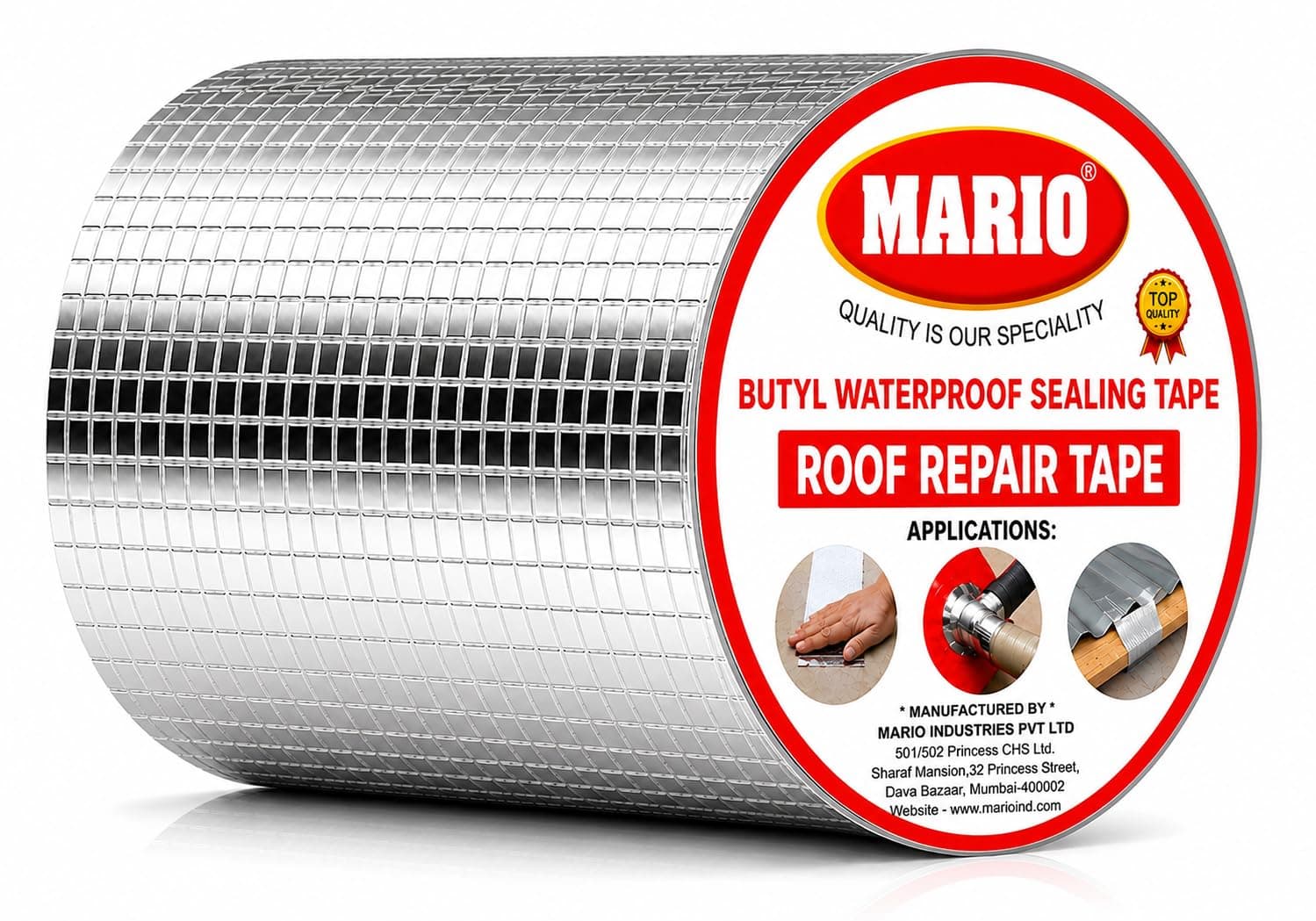 Mario Heavy Duty Butyl Waterproof Tape 6 Inch (150MM/15CM) × 5M | Professional Self-Adhesive Rubber Foil for Roof Leak, Wall Crack, Window Sill Gap, Boat Sealing & Water Tank Repair