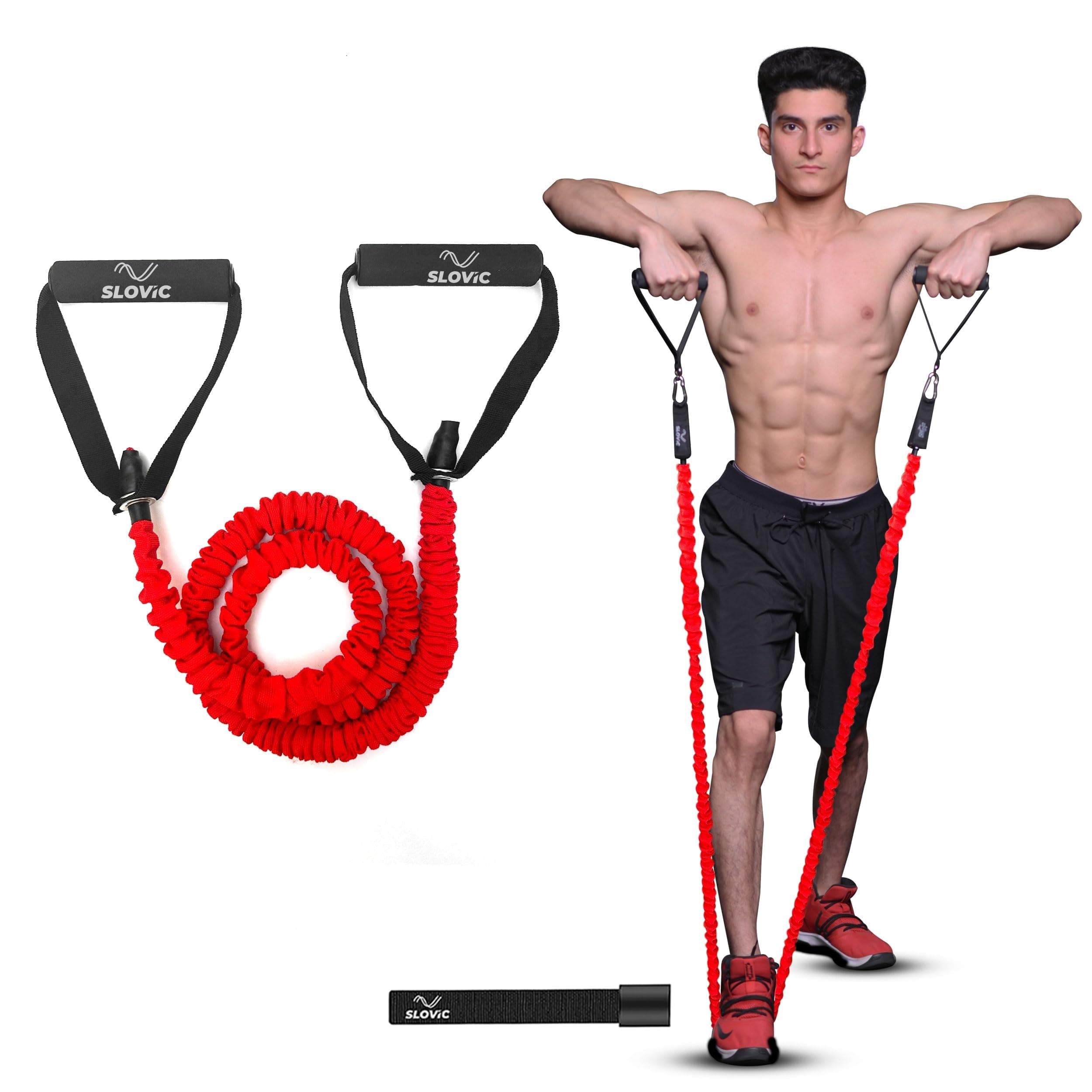 Slovic Resistance Tube with Nylon Covering [Upto 10 KG] | Resistance Band for Workout | Stretching Band for Exercise Band | Resistance Bands Set | Gym Equipment for Home Workout | for Men & Women