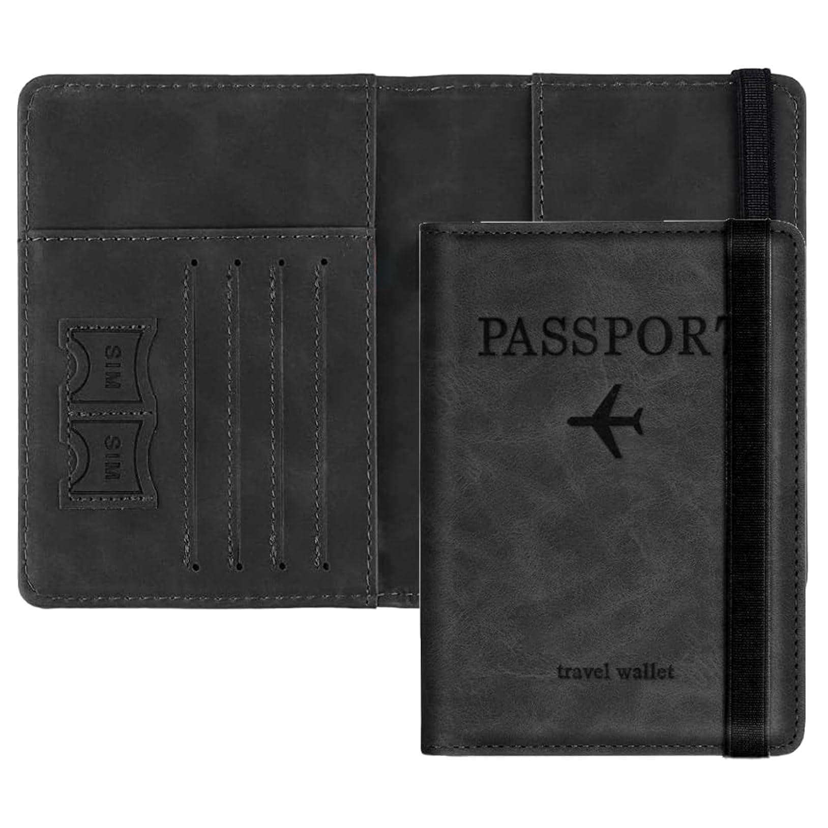 BOLDSTUFF Passport Holder Passport Cover with Credit Card Slot and BoardingPass Slot Bi-Fold Passport Wallet Case Book Travel Must Have, PU Leather Travel Accessories-Unisex (Black)