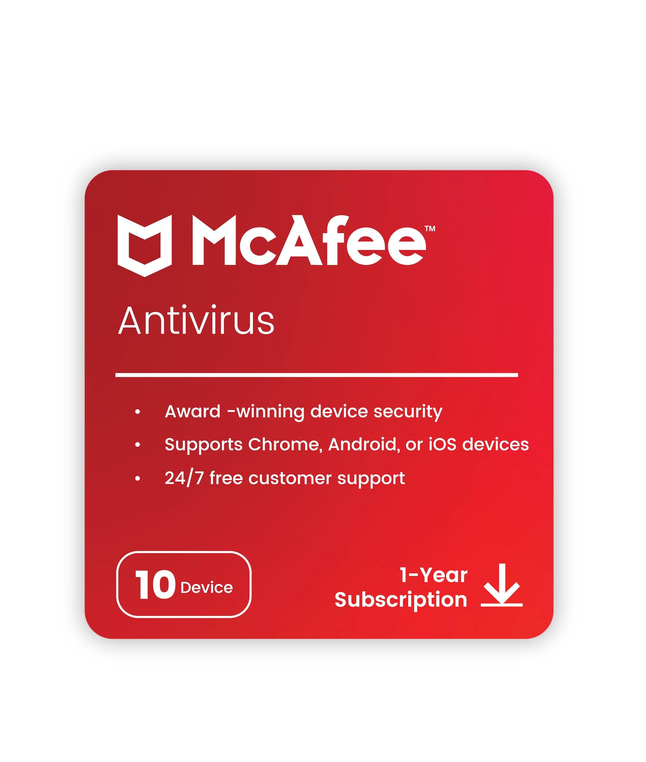 McAfee Antivirus 2024 | 10 Devices, 1 Year | Antivirus Internet Security Software | Email Delivery