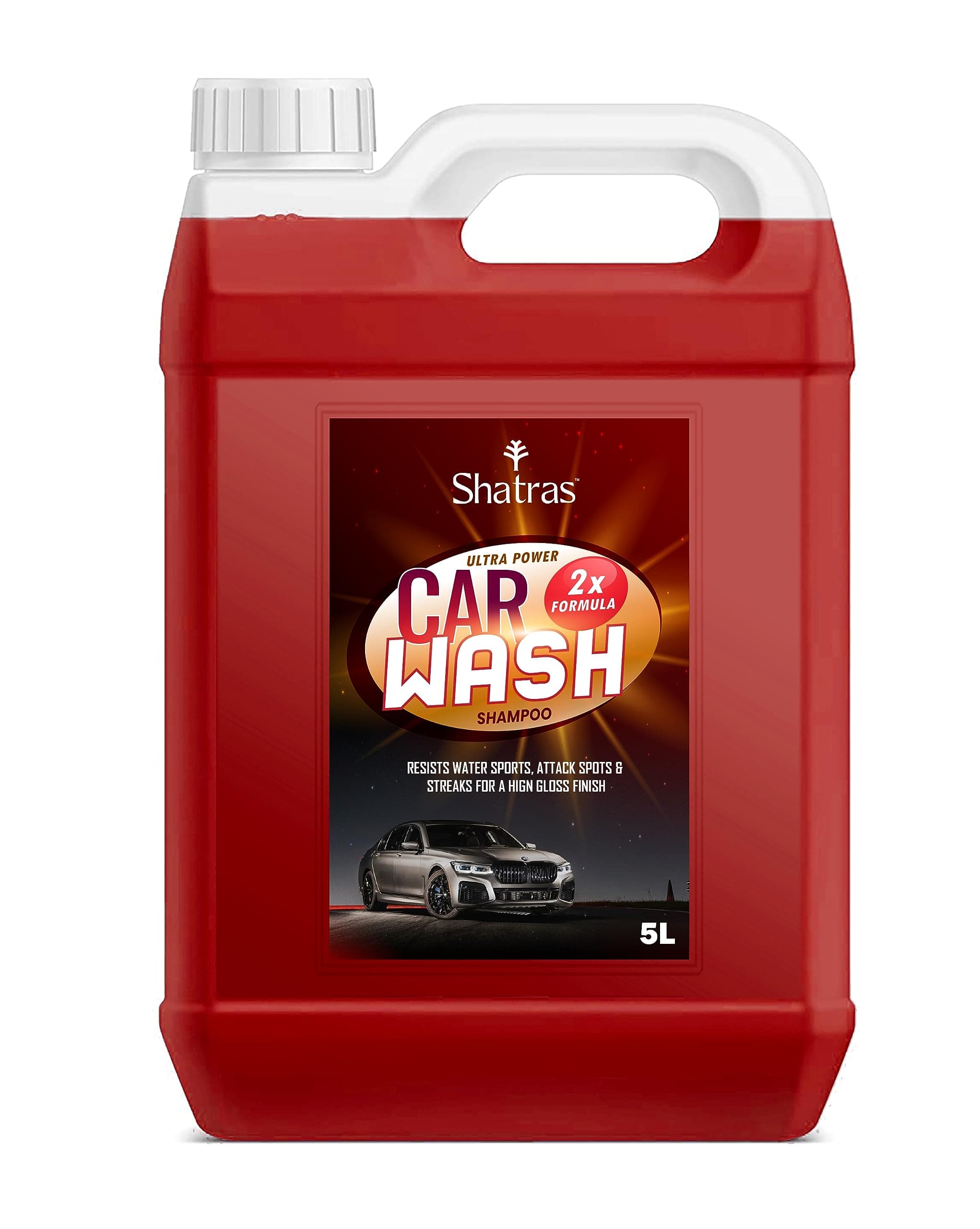 Shatras 5L Car Wash Shampoo Liquid | pH-Neutral Thick Foam Formula | Shine Enhancing Car Cleaning Shampoo | Compatible with Bucket Wash & Foam Cannon