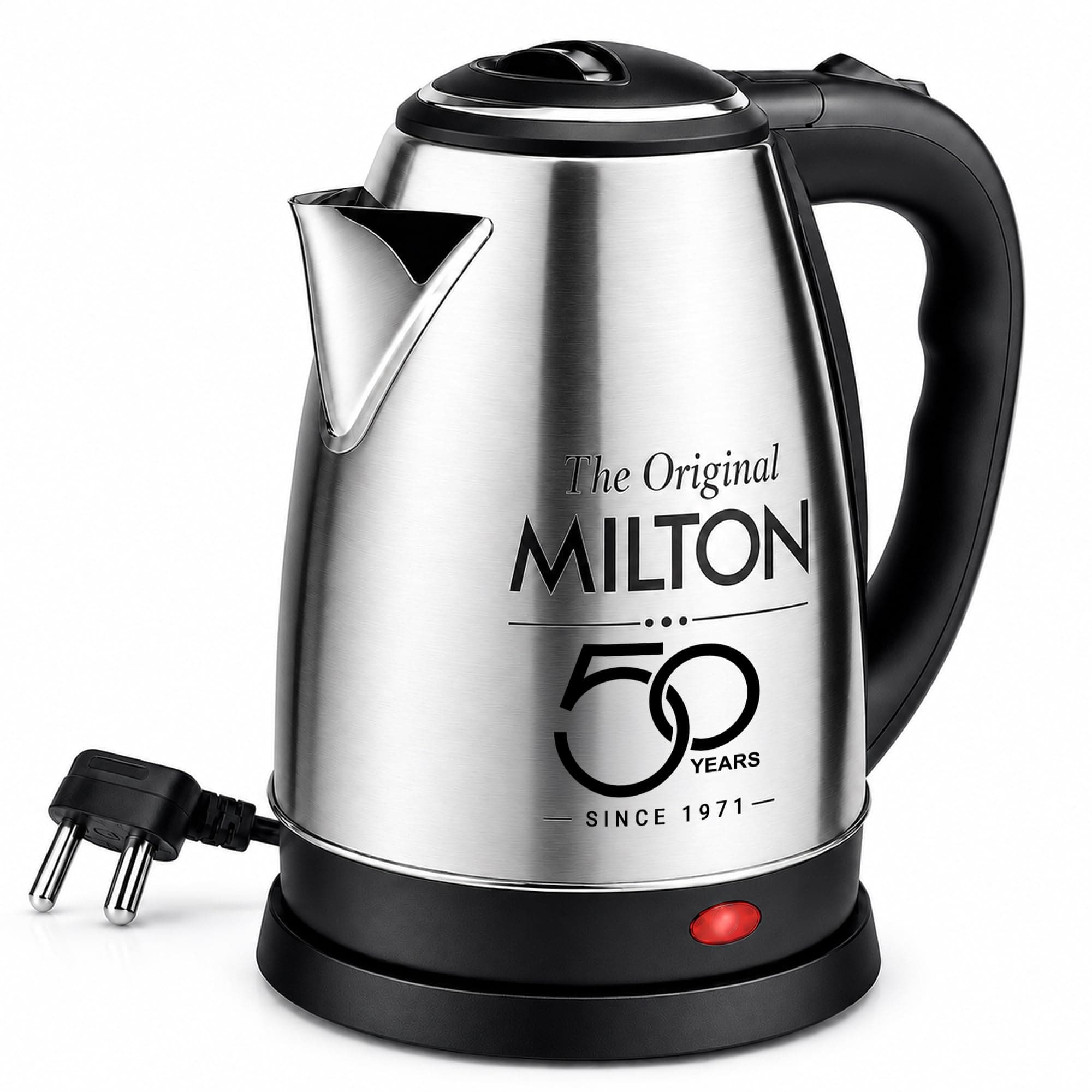 Milton Appliances Go Electric Kettle 1.8 Litre I 3X Protection - Dry Boil, Auto Shut Off, Overheat I 1350 Watt I Super Fast Boiling I Stainless Steel I 360° Power Base I 1 Year Warranty