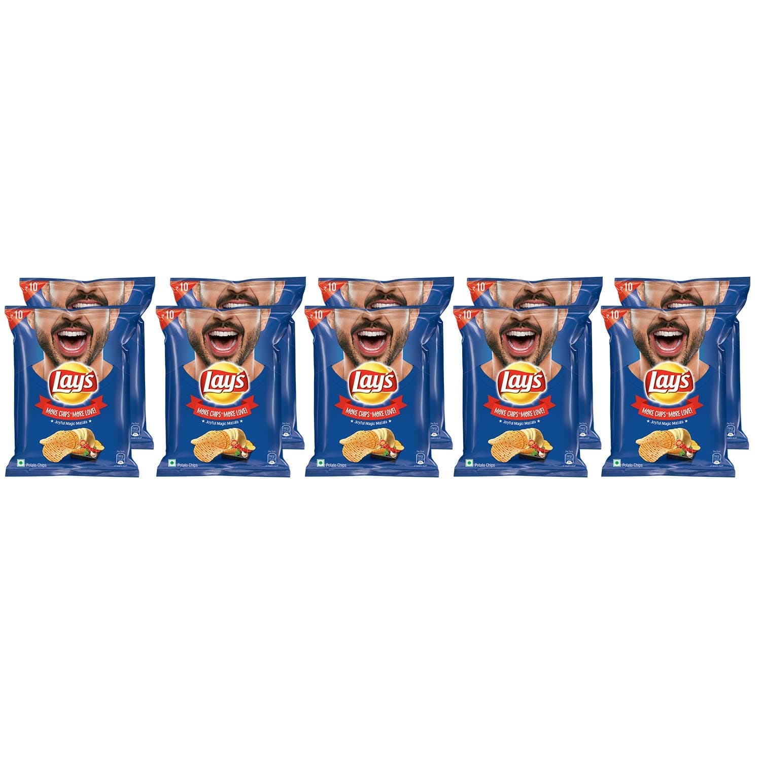 Lay's Potato Chips, India's Magic Masala, 30 Gram Each (Pack of 10) - Masala