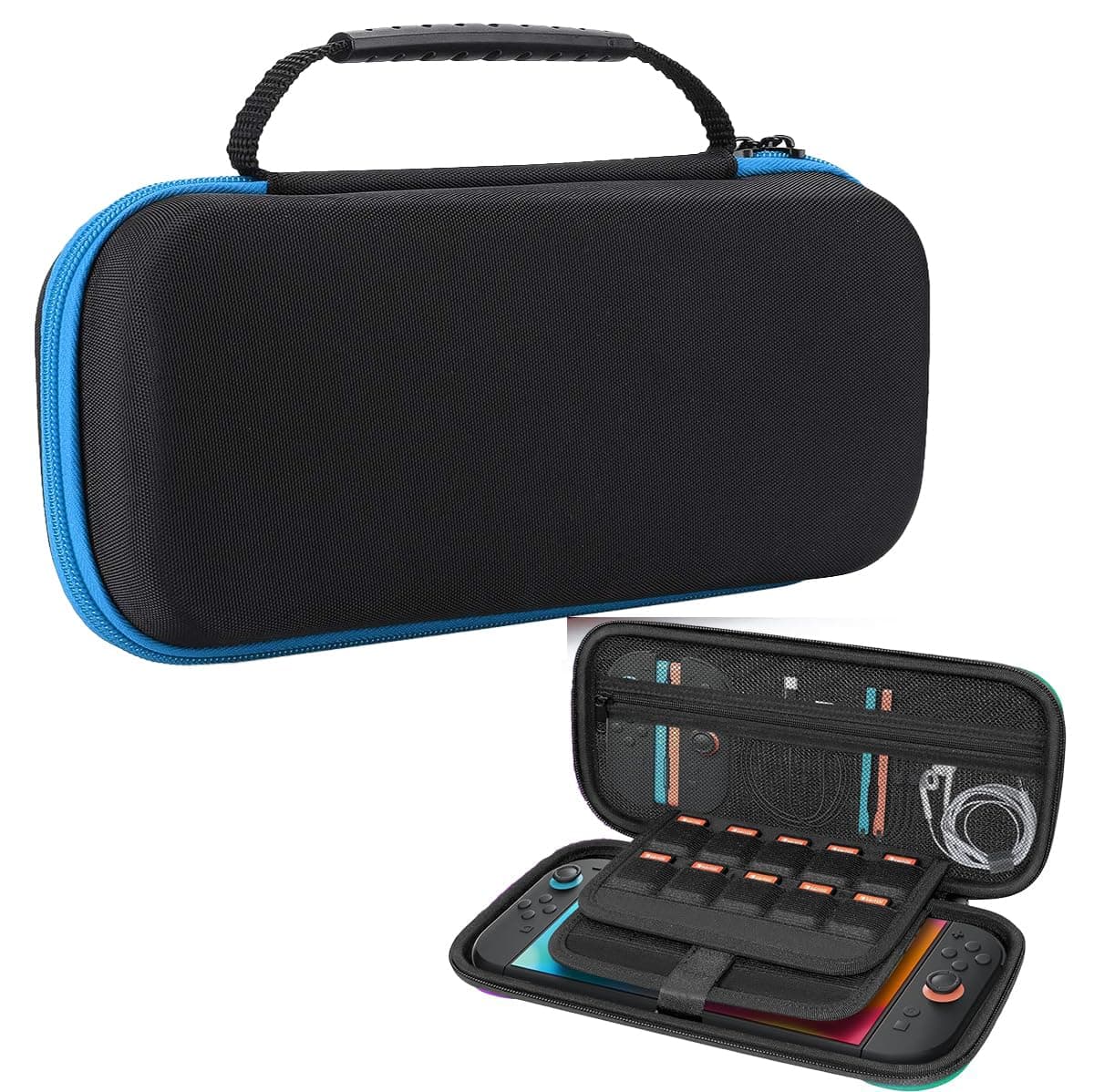 PSS Carrying Case Compatible with Nin-tendo Switch 2 Model(2025), Portable Hard Shell Pouch Game Travel Bag for Switch 2 Accessories Holds 12 Game Cartridge Slots (Blue)