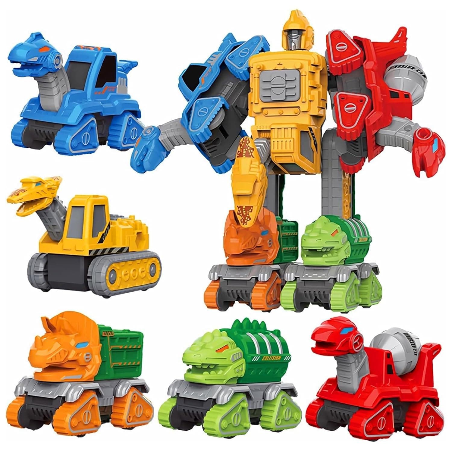 Kidology 5-in-1 Robot Dinosaur Toy Set for Boys & Girls | DIY Transforming Dino Vehicle Assembly Play Set | STEM Building & Action Figure Toy with Modular Combination Design | Multicolor