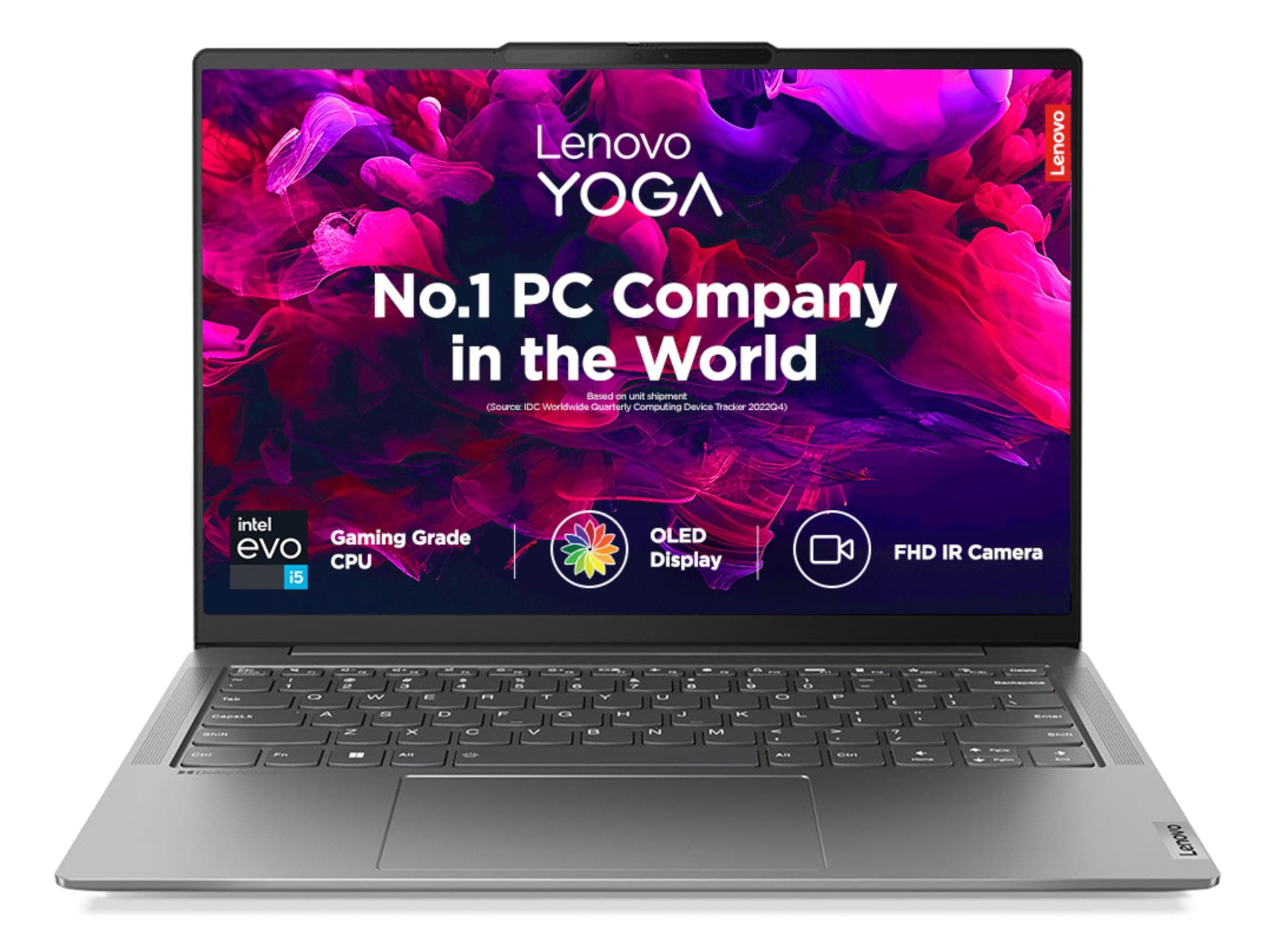 Lenovo Yoga Slim 6 13th Gen Intel Evo Core i5 13500H 14"(35.5cm) WUXGA-OLED 400Nits Laptop (16GB/512GB SSD/Windows 11/MS Office 2021/Backlit KB/Alexa/3 Month Game Pass/Storm Grey/1.3Kg), 83E00004IN