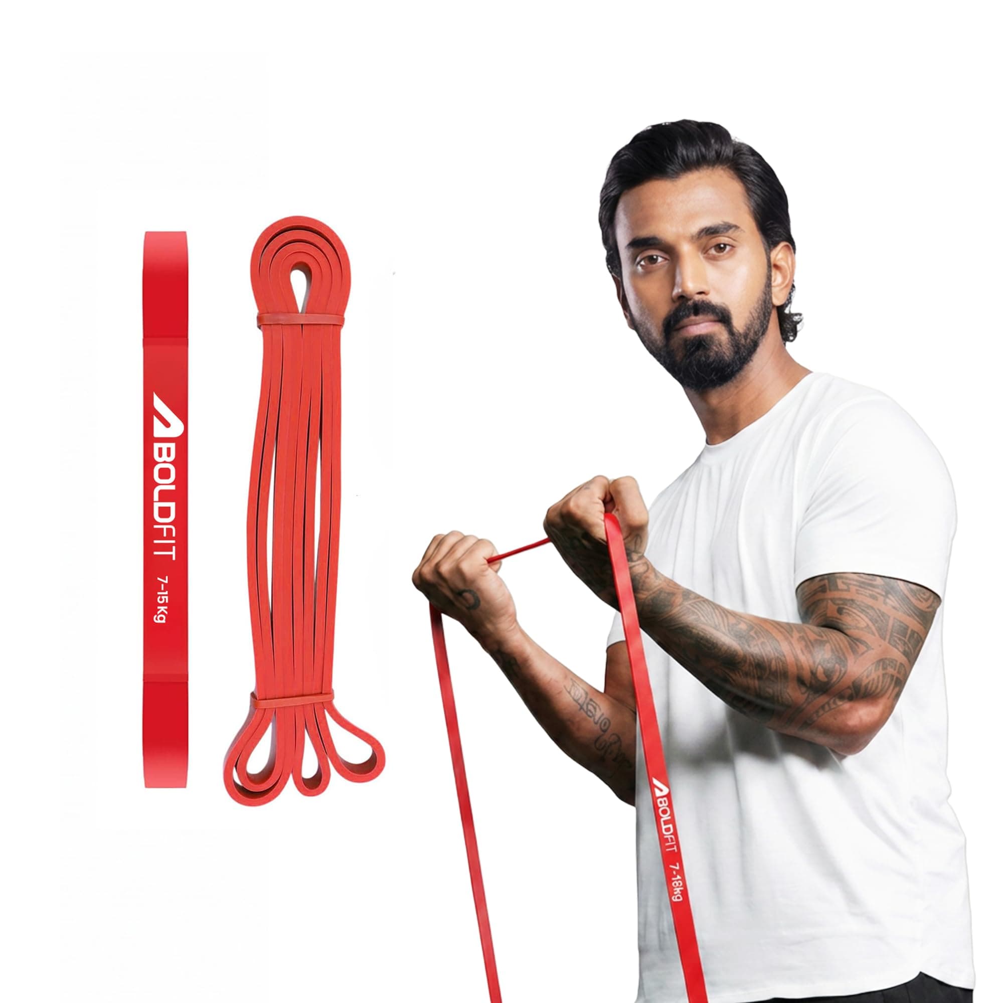 Boldfit Heavy Resistance Band for Workout & Exercise Pull Up, Stretching & Toning Bands for Men & Women Resistance Band Set for Home & Gym Workouts (Red, 7–15 Kg)
