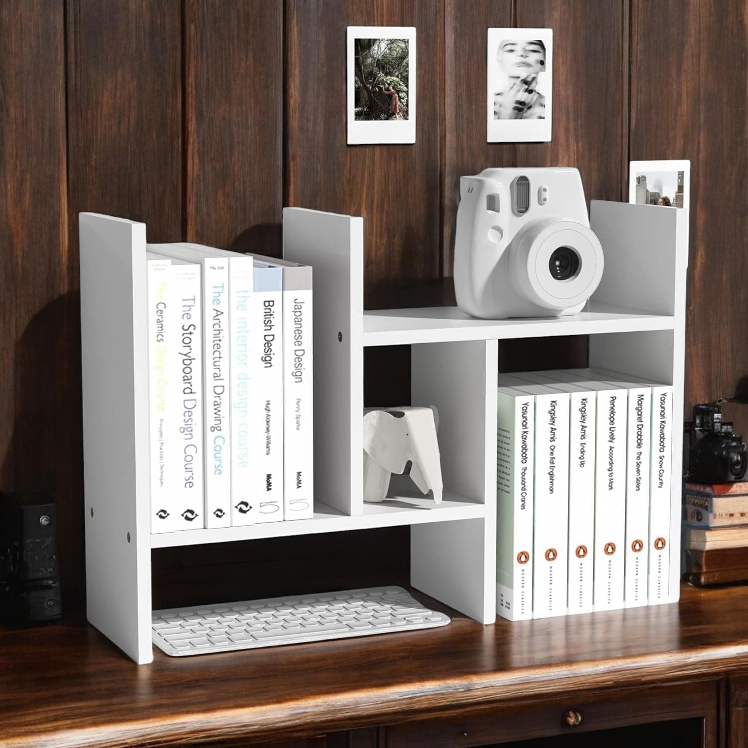 Enigmatic Woodworks Wooden Book Shelf for Home, Office Table, Living Room. Kitchen Stand, Book Rack for Library, Storage Organizer, Bedroom (H Shape, Suede Finish, DIY) (H White)
