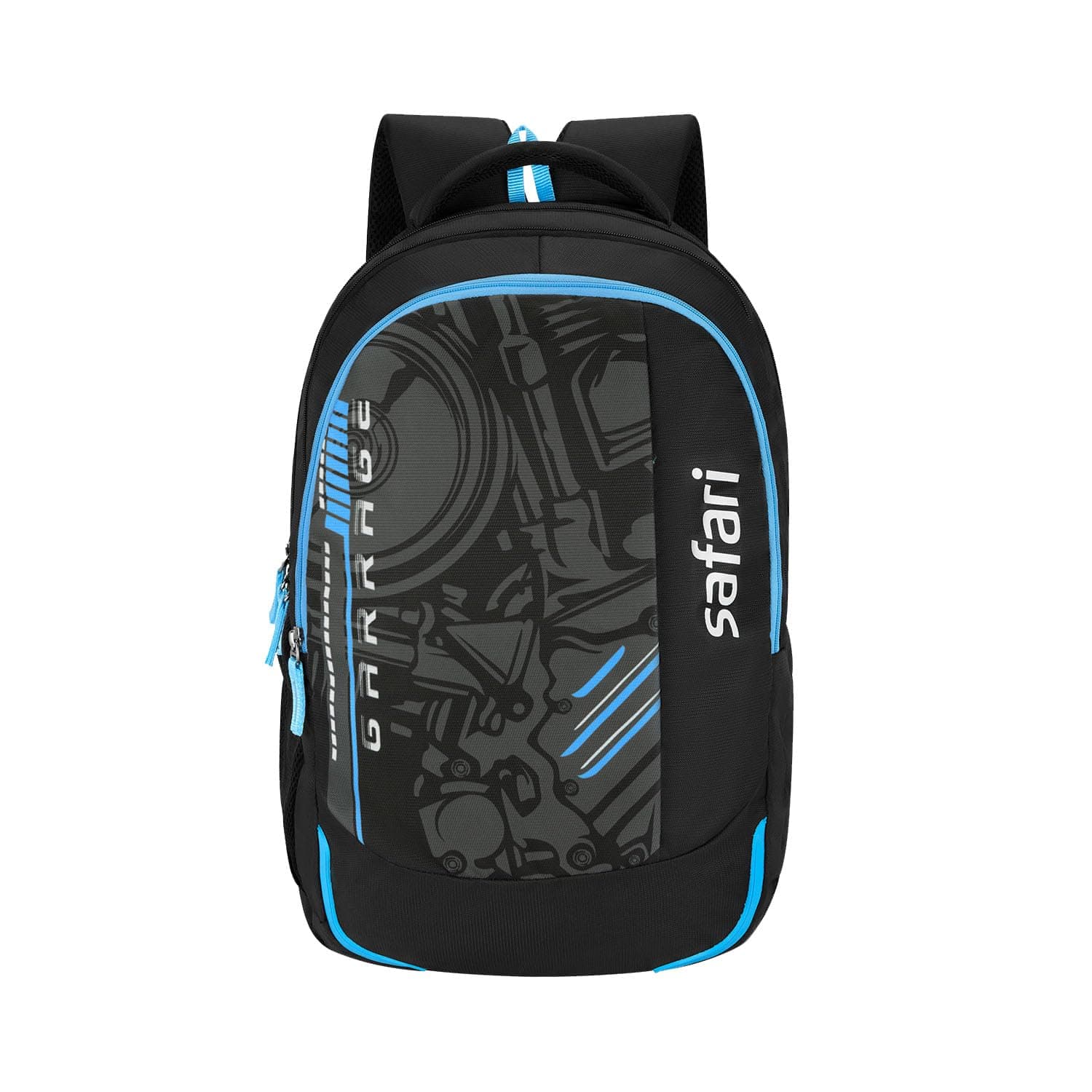 Safari Torque 37L Casual Printed Backpack, 3 compartments, bottle holder, Front pocket, school bag for boys and girls, college bag, office bag, travel bag for men and women, Color- Black