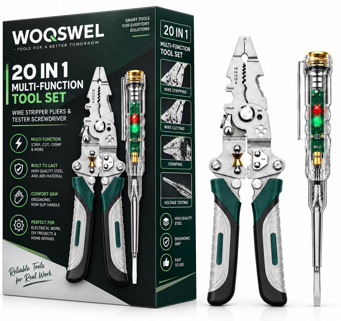 23-in-1 Wire Stripper Tool Kit with Tester Screwdriver | Multi Function Wire Stripping, Cutting & Crimping Pliers | Electrical Repair Tool for Electricians, Cable, DIY, Home & Professional Use