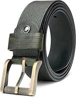 MISTERCRAFT Men’s Genuine Leather Casual Belt |Black Handed Milled Textured | Durable Pin Buckle | Adjustable Waist | Ideal for Jeans, Chinos & Formal Wear | Gift for Men