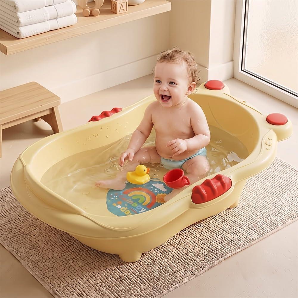 StarAndDaisy Baby Bath Tub for 0-5 Years, Spacious Baby Bathtub with Smooth Rounded Edges, Raised Base, Easy Drain Plug, One-Piece Design, Infant Bath Tub for Newborns & Toddlers