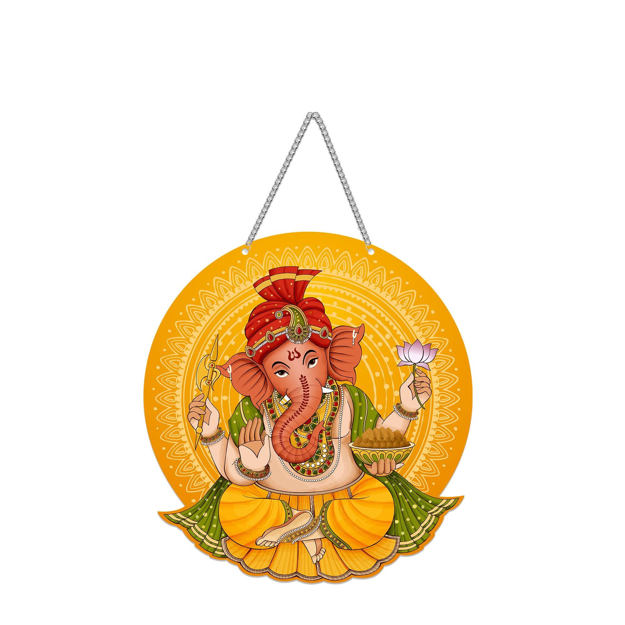 Decor Smart Ganesha Wooden Wall Hanging | Decorative Lord Ganpati Hanging Wall Art for Home Temple | Home| Spiritual MDF Decor for Positive Vibes & Festival Decoration Accent (DWA_8606)