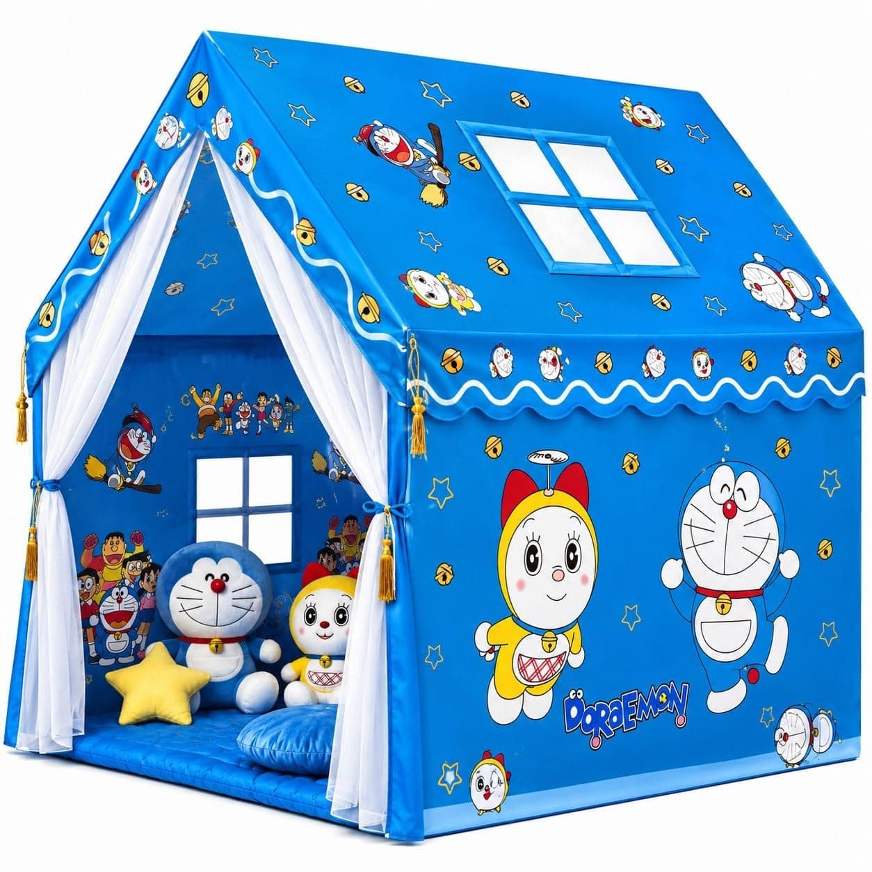 Colorfull and Light Weight Children Play Tent House for 3 to 10 Years Old Kids Girls and Boys Light Weight and Foldable Children Toys,Indoor and Outdoor Kid Tent Houses (Doraemon Tent House)