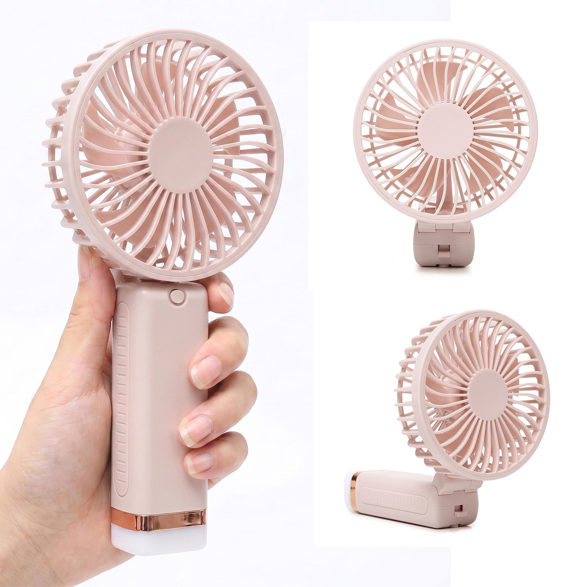 Niwlix Portable Mini Hand Fan Rechargeable 3 Speed Modes, 1200 mAh Battery for Travel, Office & Makeup, Mini Fan, Hand Fan, Small Fan - Pink