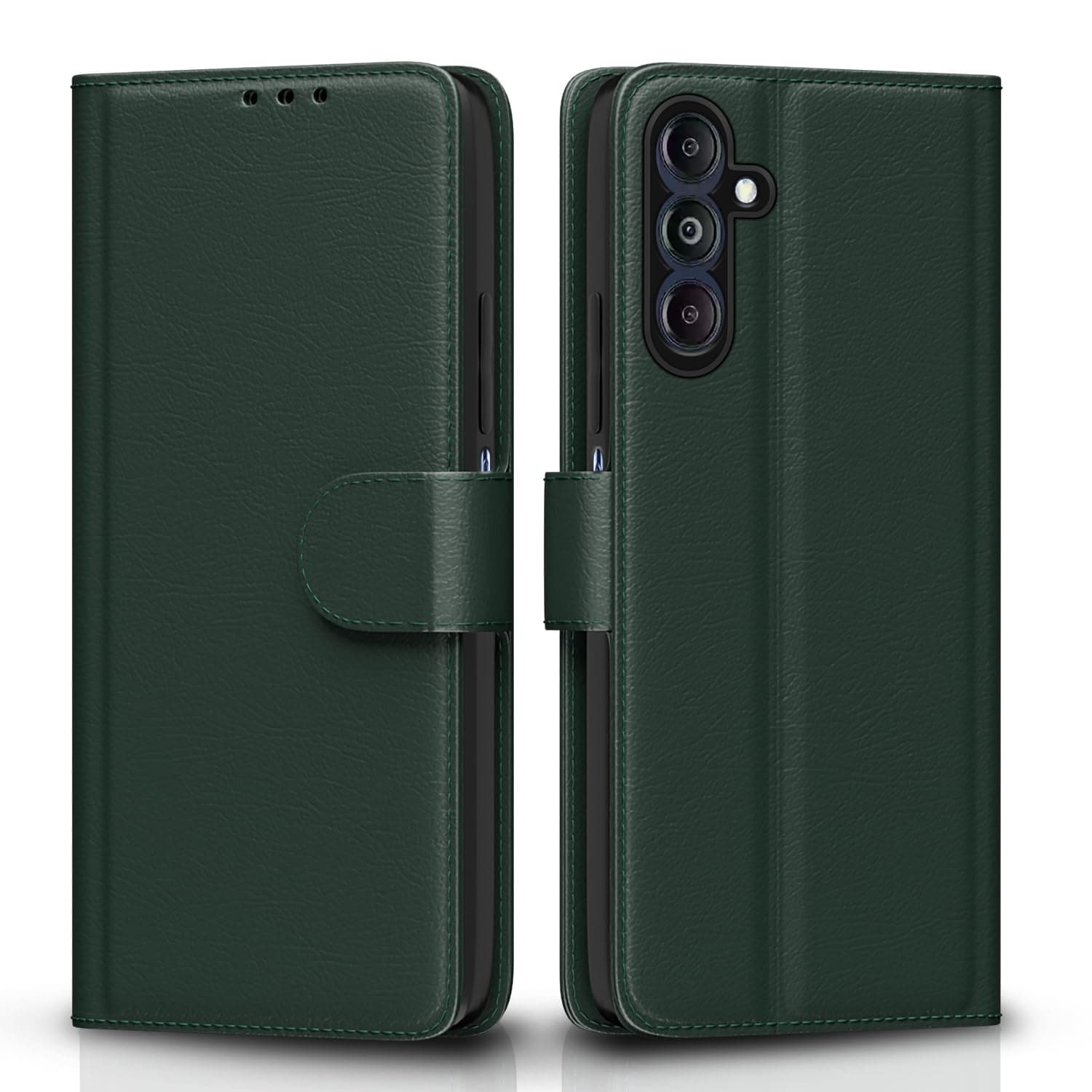 Pikkme Flip Cover Leather Finish | Inside TPU with Card Pockets | Wallet Stand and Shock Proof | Complete Protection Flip Case for Samsung Galaxy M14 5G(Green)