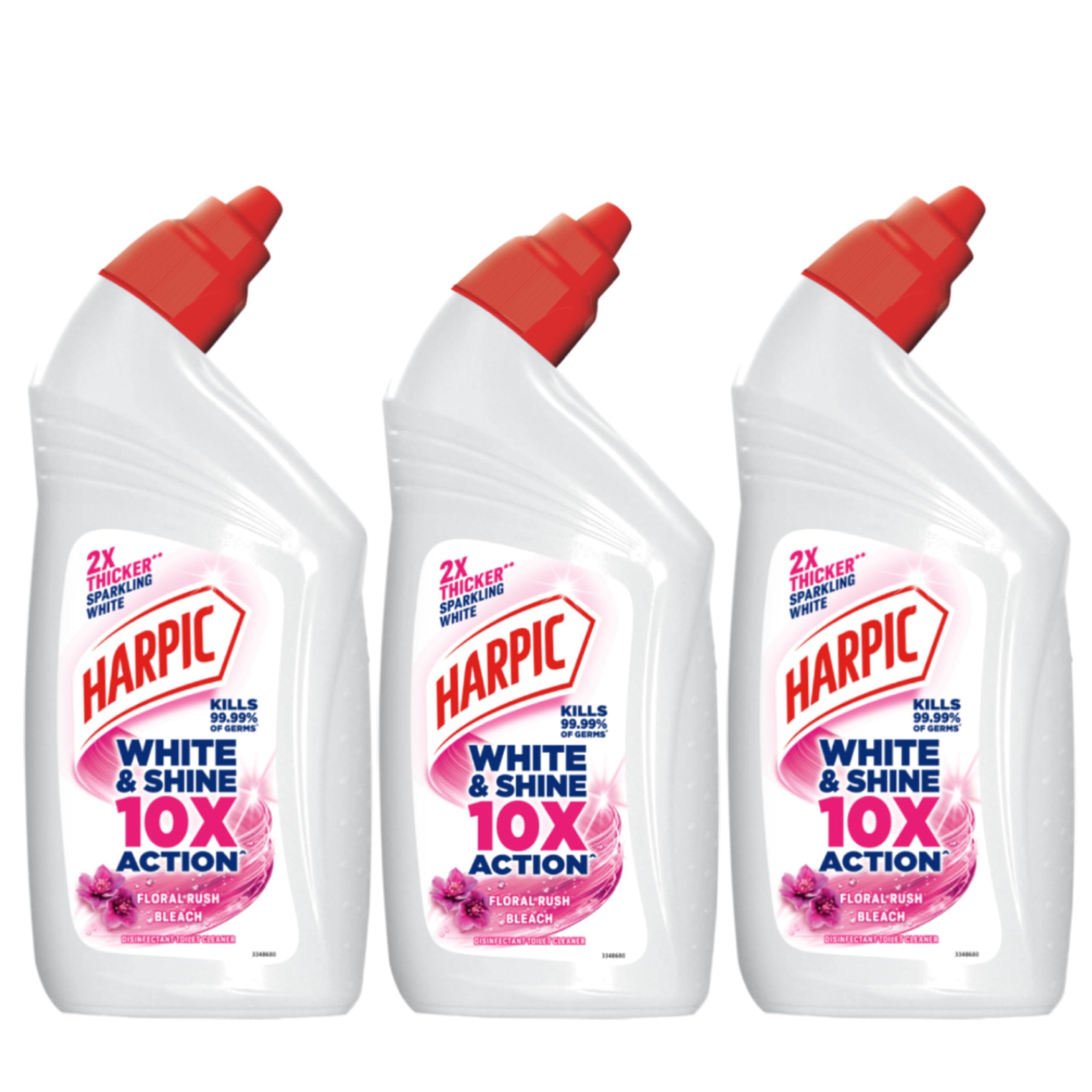 Harpic 500 ml (Pack of 3) - Bleach, White and Shine Disinfectant Toilet Cleaner Liquid