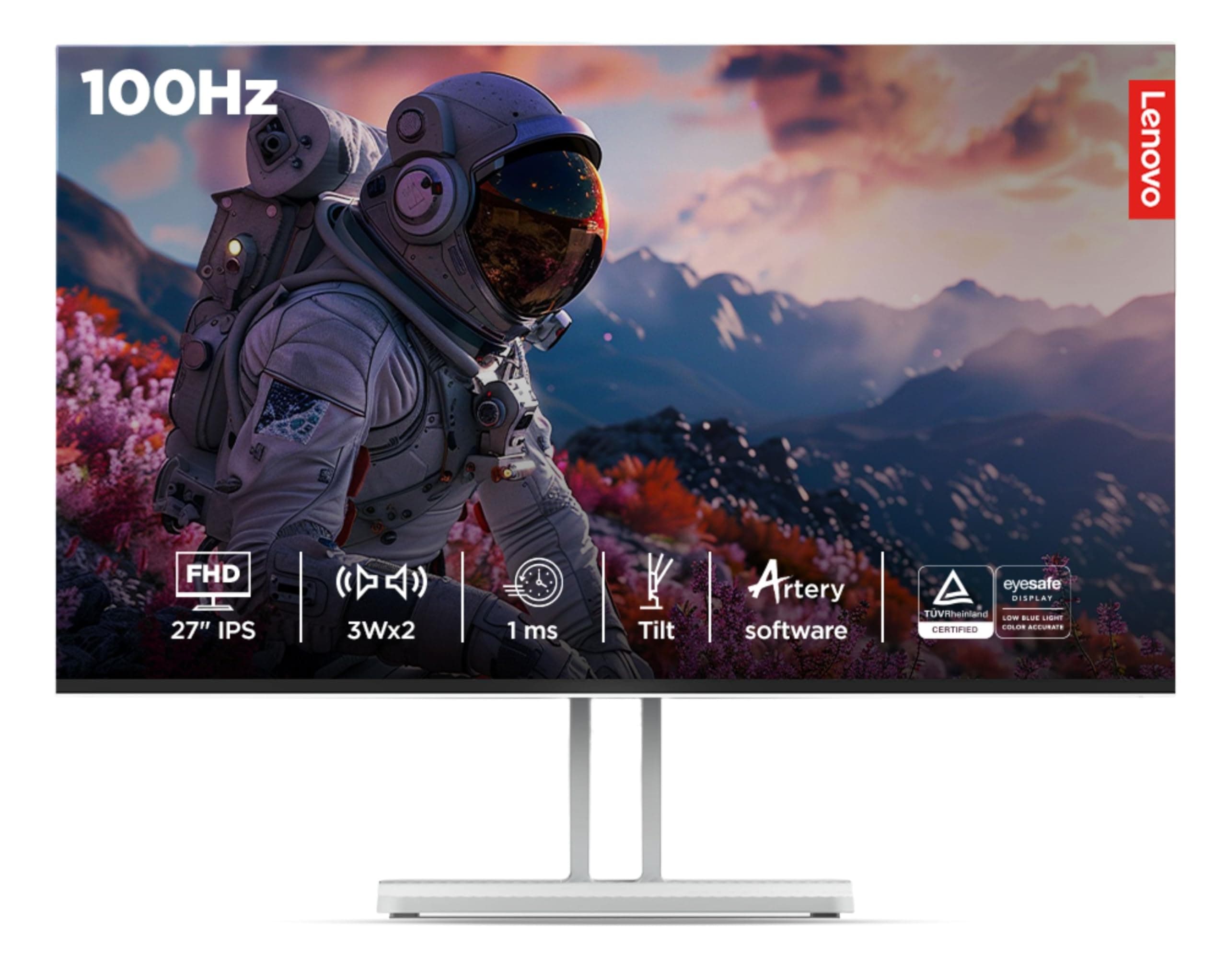 Lenovo L27i-4A, 27 inch (68.5cm), IPS, FHD 1920x1080, 100Hz, Cloud Grey, 1ms, FreeSync, 99% sRGB, 3Wx2 Speakers, Smart Display Customization Artery, 2X HDMI 1.4, VGA, Tilt Monitor
