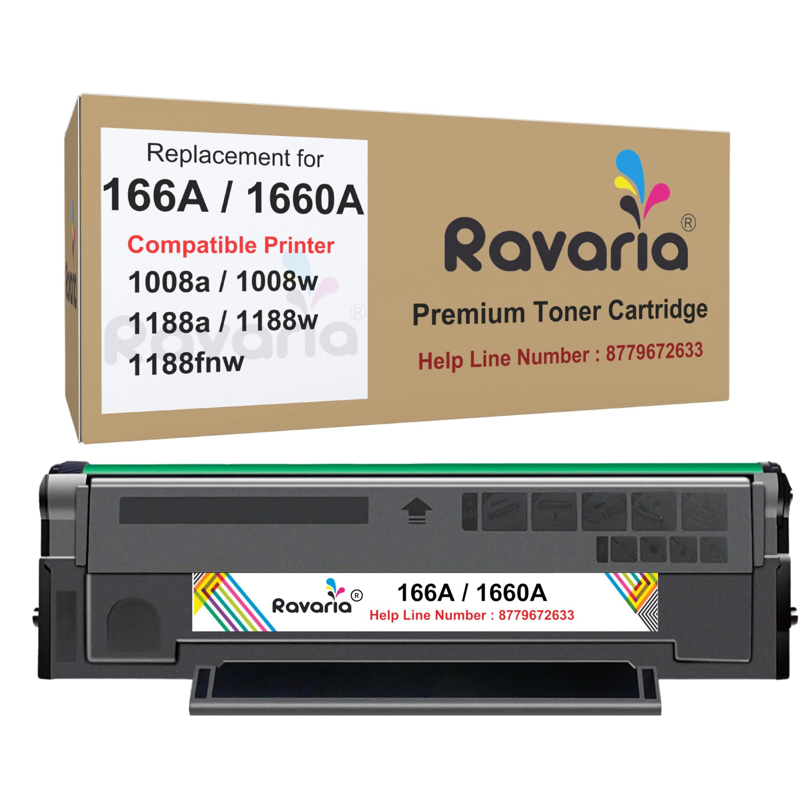 Ravaria W1660A Compatible Toner Cartridge Replacement for HP 166A - for HP Laser 1008a 1008w 1188a 1188w 1188fnw Printer With Chip (Pack of 1)