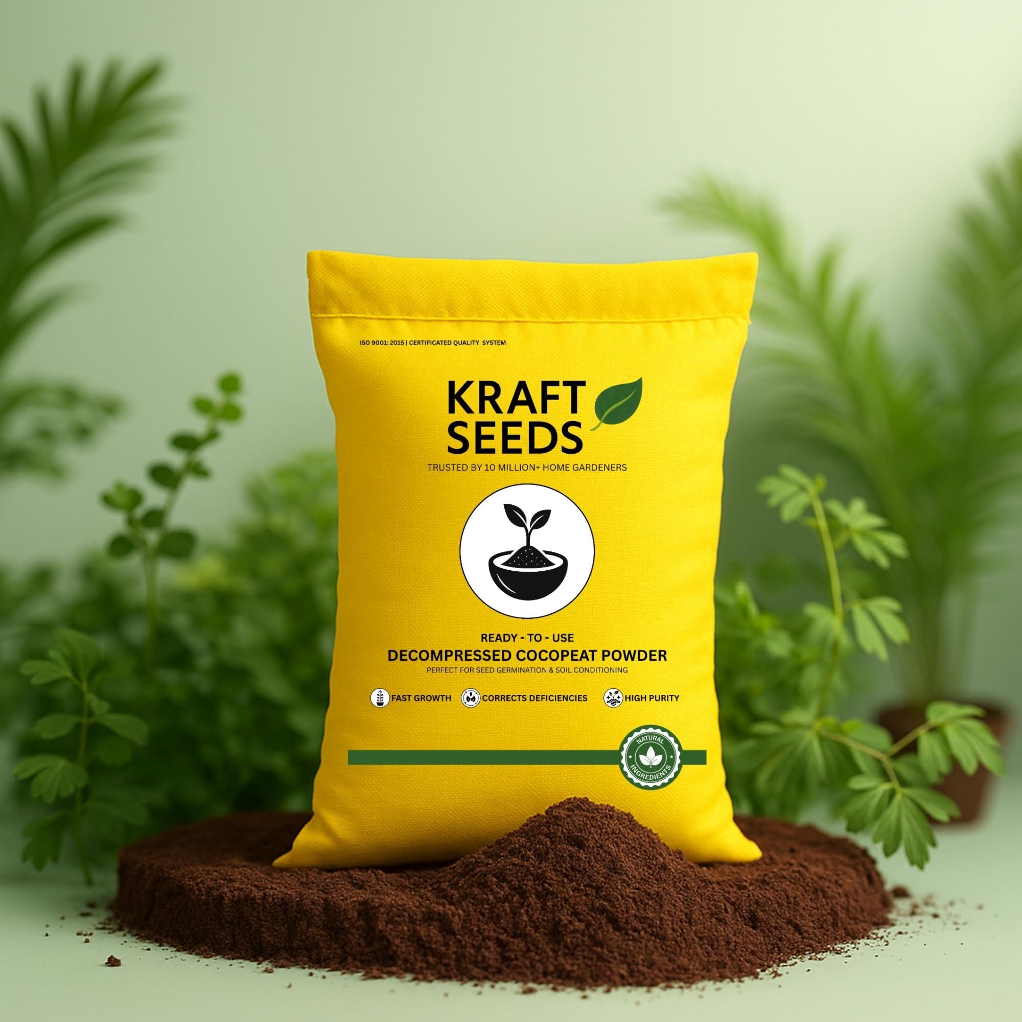Kraft Seeds Cocopeat 5kg Ready to Use - Organic Coconut Coir Fiber Growing Medium, Cocopeat Block for Home Gardening & Potted Plants, Potting Soil Mix, 100% Natural Soil Conditioner, Eco-Friendly
