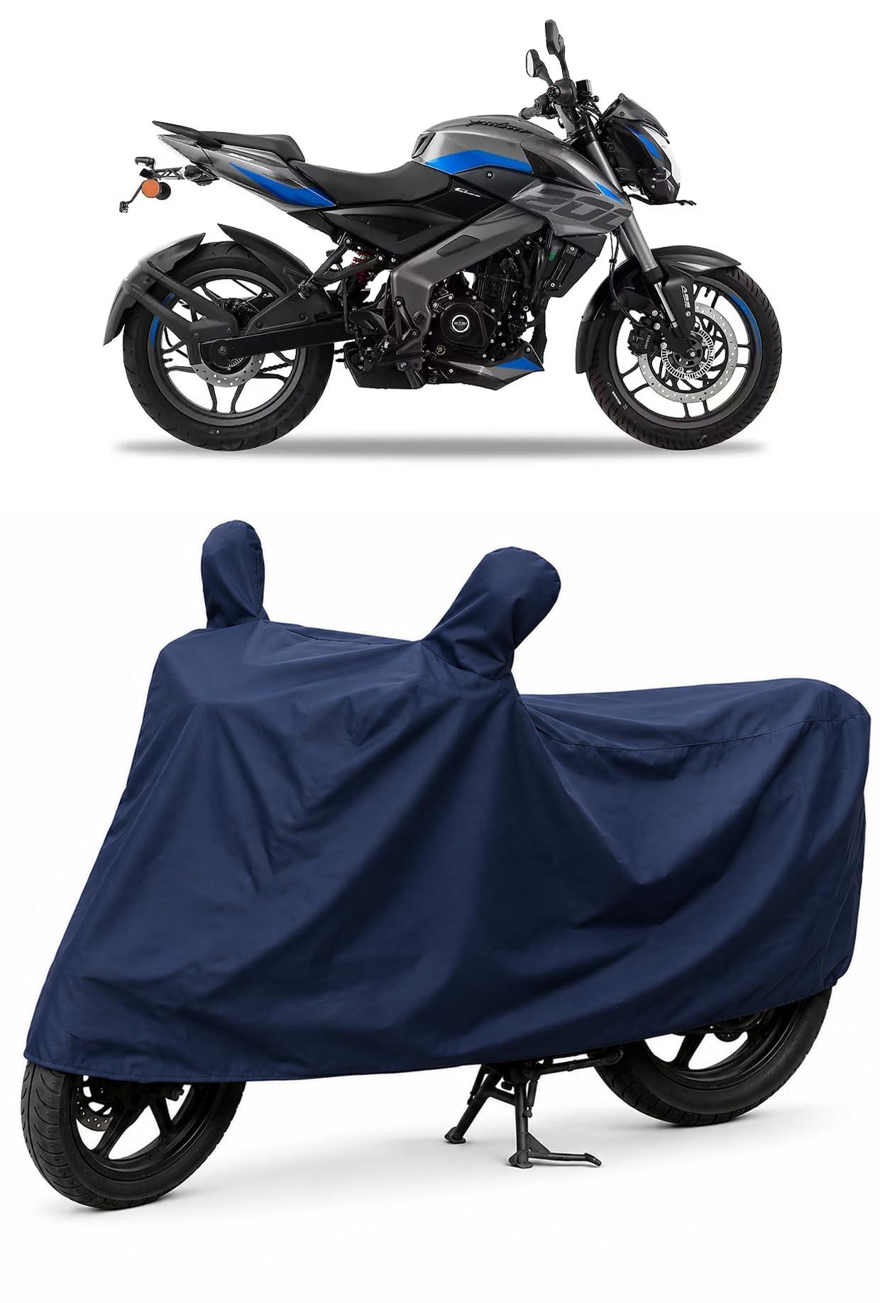 Shield Heavy Duty Bike & scooty Cover for Bajaj Pulsar Ns 200 | All-Season Waterproof & Tear-Proof Fabric | Dustproof Two Wheeler Cover with Side Mirror Pockets & Buckle Lock (Blue)