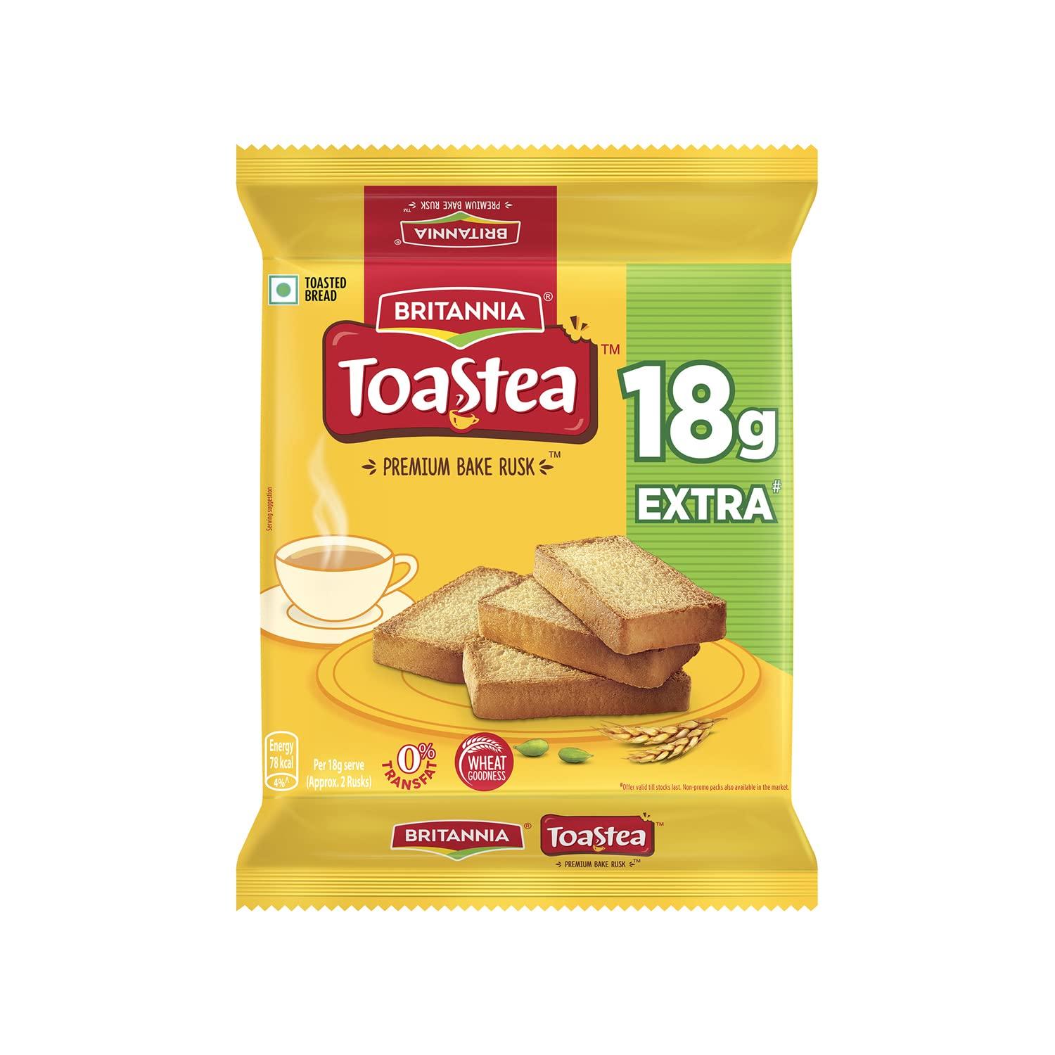 Britannia Toastea Premium Bake Rusk with goodness of Elaichi, Sooji & Wheat, 183g