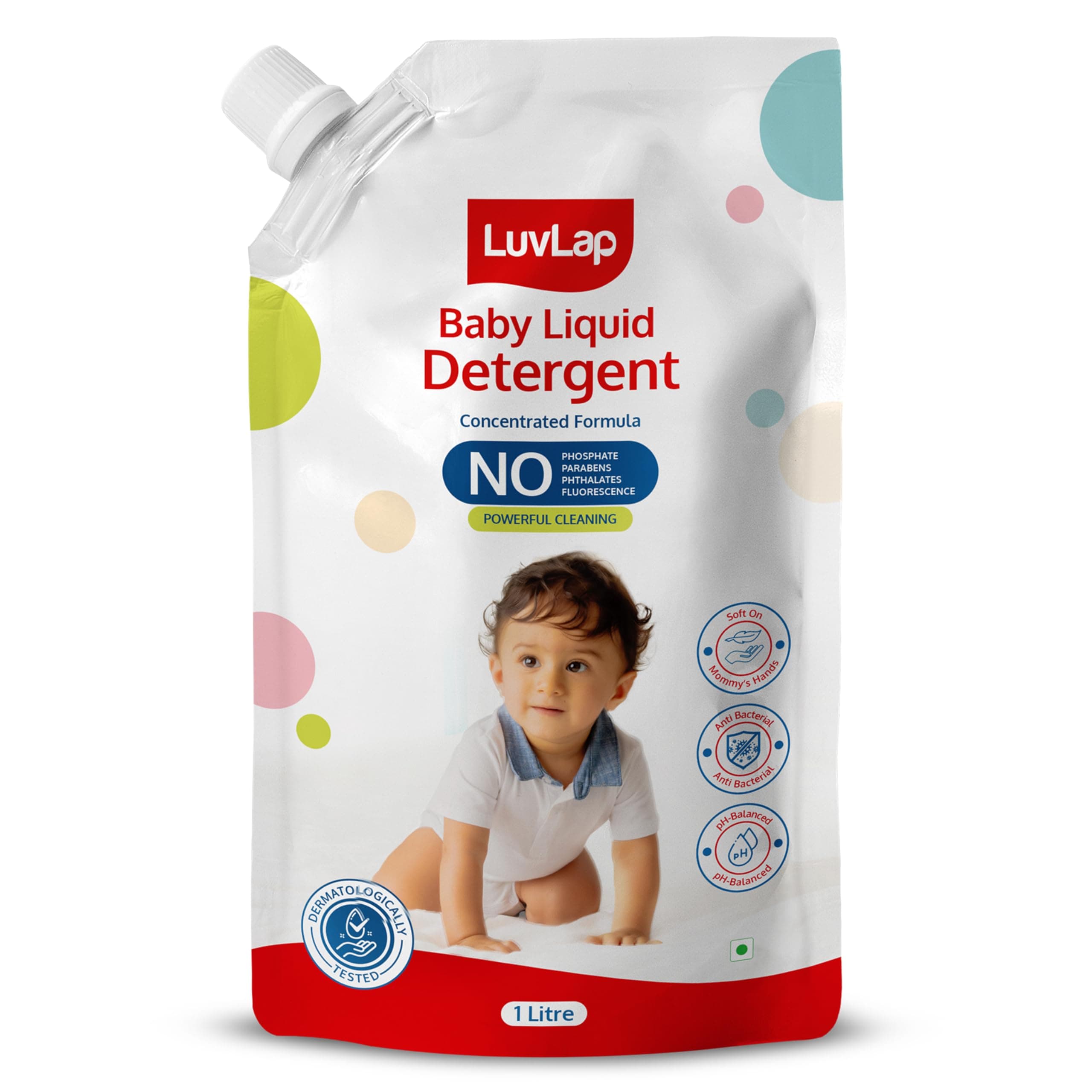 LuvLap Baby Laundry Detergent Refill pack- 1000ml, pH Balanced, No harsh chemicals, Safe for mommy's hands & baby's skin, Anti-Bacterial, Softens clothes & Removes Stains, Dermatologically tested