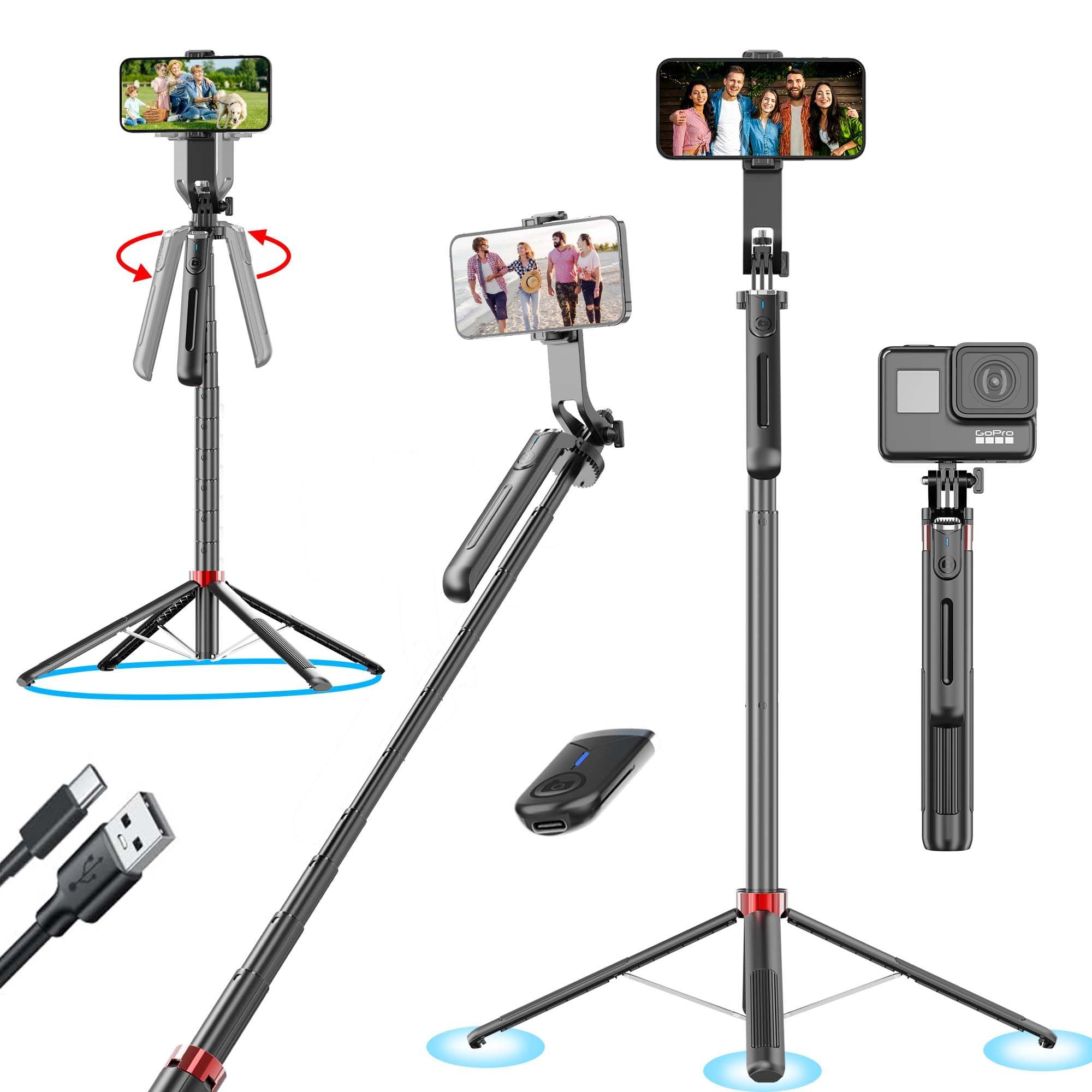Kratos K10 71 inch Selfie Stick Tripod with 360° Rotation, Rechargeable Remote, Gimbal Handle, Tripod Stand with Ultimate Stability Perfect for Mobile, GoPro,vlogging, Panoramic Shots, Live Streaming
