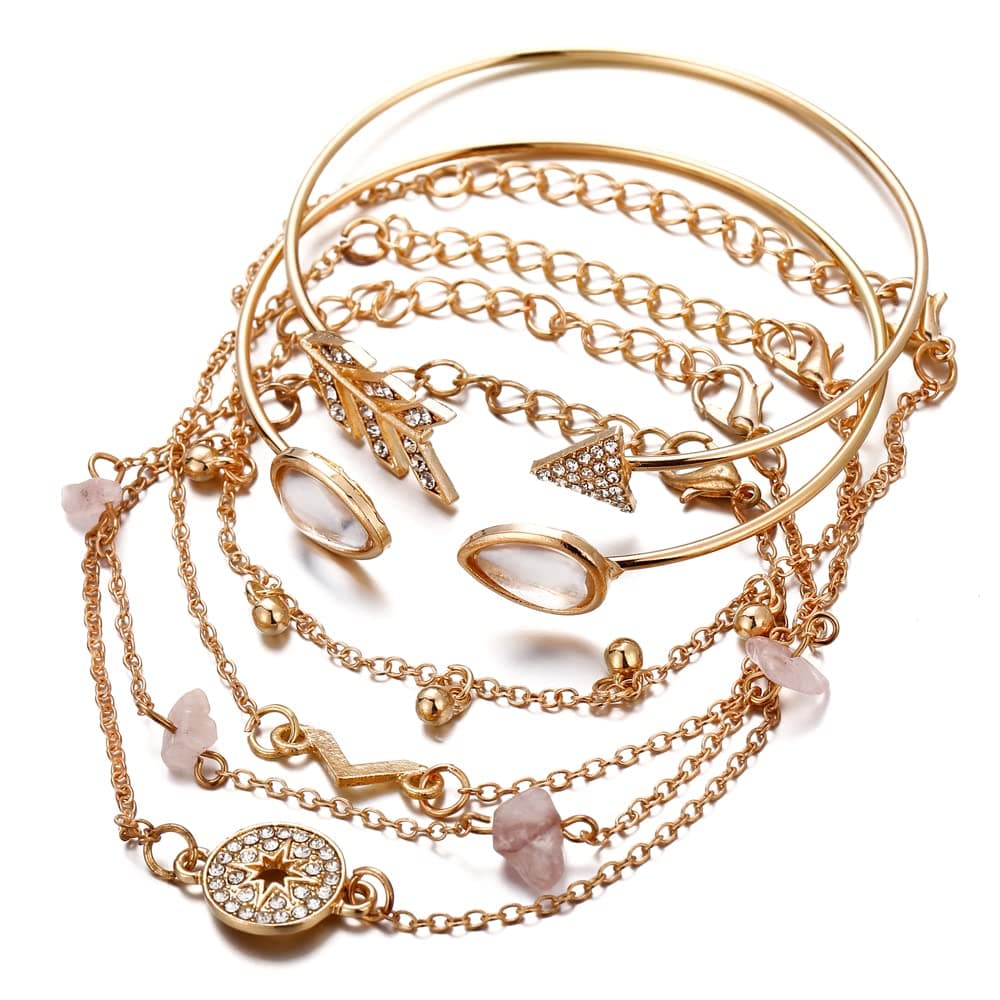 Shining Diva Fashion Latest Stylish Multilayer Gold Plated Bangle Bracelet for Women and Girls (14669b) Set of 6