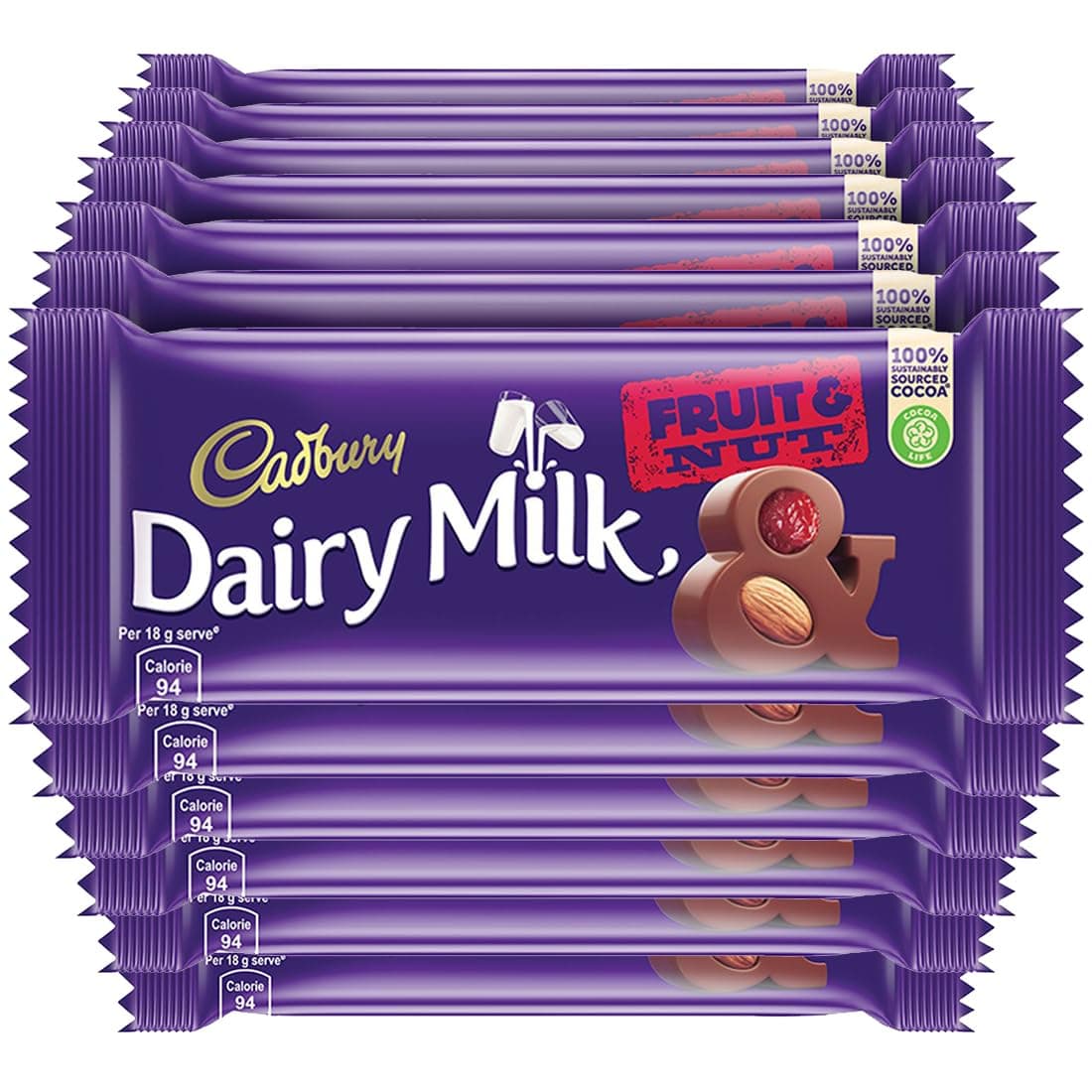 Cadbury Dairy Milk Fruit & Nut Chocolate Bar, 36 G-Pack Of 12(12 X 36 G),444 Grams