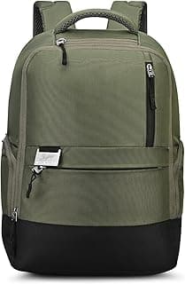 Skybags Nero 15 Inch Compatible Anti-Theft Laptop Backpack 20L | 3 Compartments with Side Bottle Pocket | Padded Backpanel | Trolley Sleeve | Office & Travel Backpack for Men & Women (Olive Green)