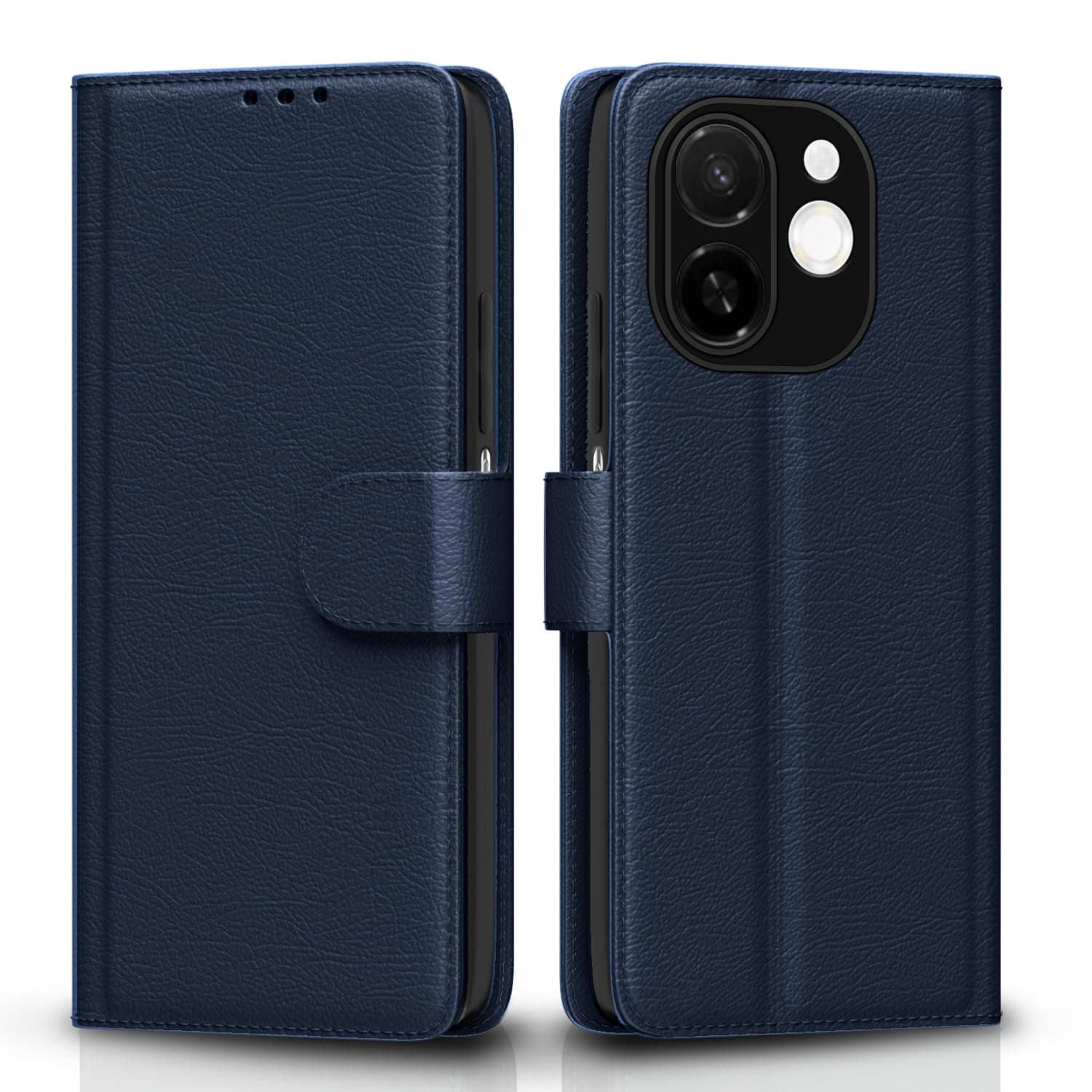 Pikkme Flip Cover for Tecno Spark 30C 5G Leather Finish | Inside TPU with Card Pockets | Wallet Stand and Shock Proof | Complete Protection Flip Case(Blue)