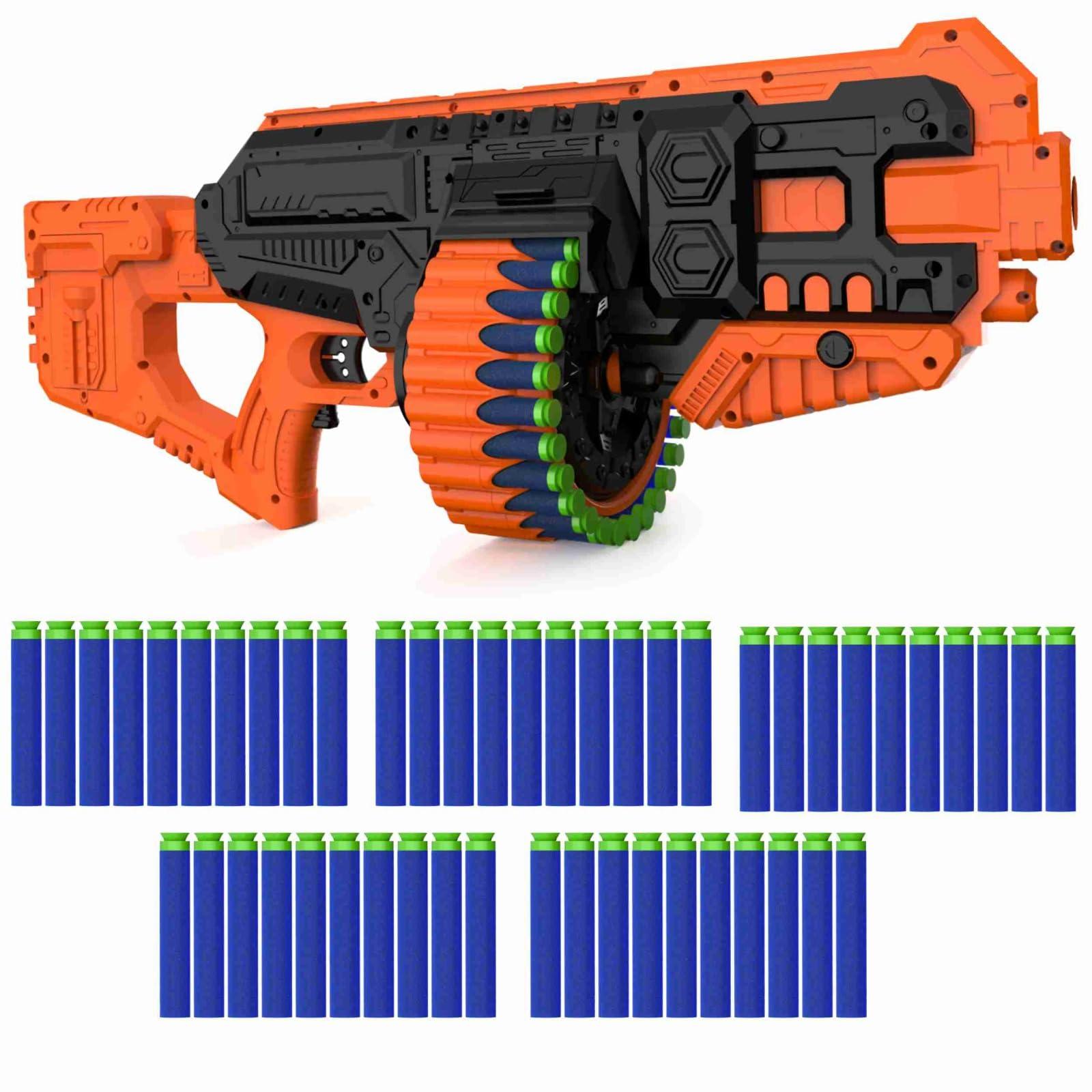 Chanak Street Viper Big Blaster Motorized Dart Gun Toy Includes 50 Soft Foam Bullet Darts, 60-Foot Firing Range, Rechargeable Electric Battery Design for Boys Girls, Above 8+ Age(Black-Orange)
