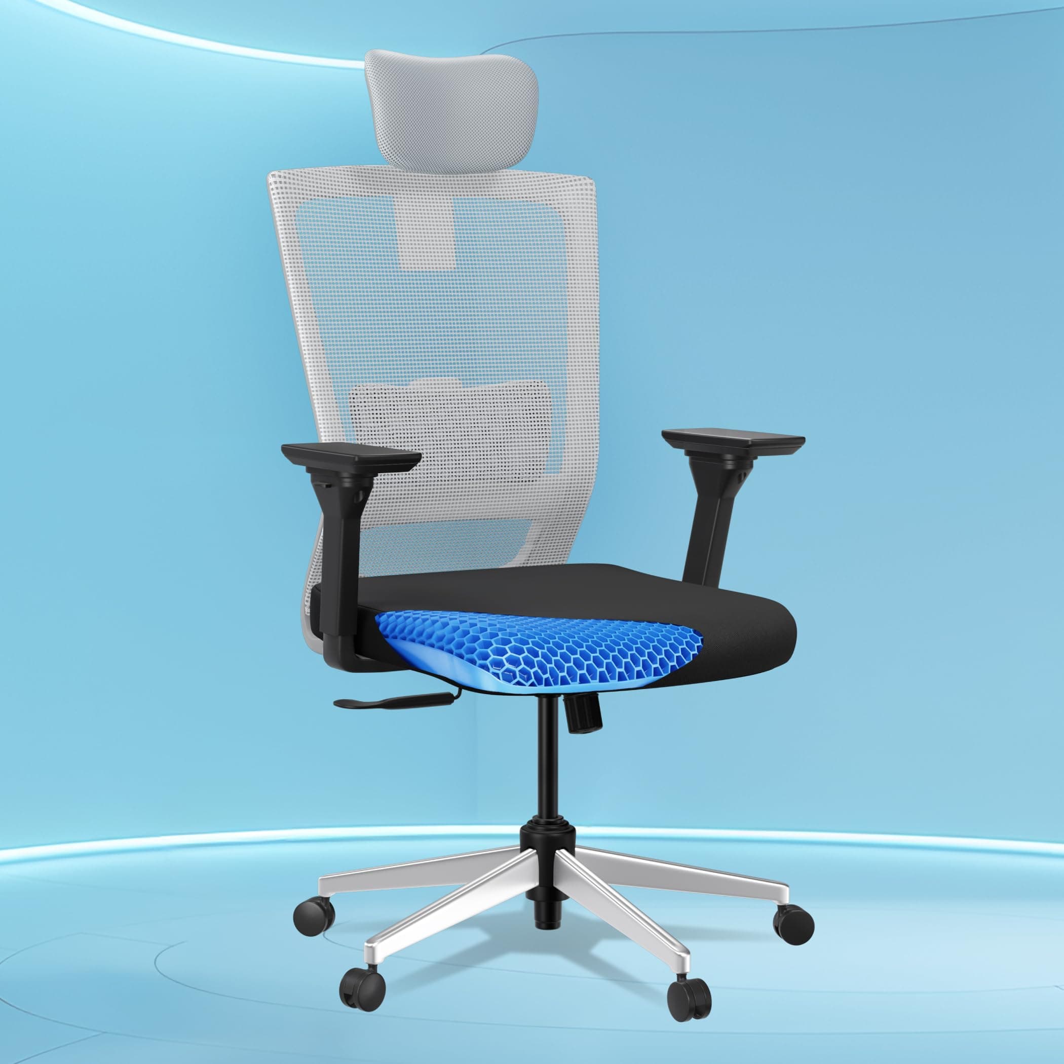 The Sleep Company Stylux Premium Ergonomic Office Chair | Patented SmartGRID seat | SpinePro Lumbar Support | Work, Home, Study | Adjustable Headrest & 4D Armrests | Free Installation| Grey