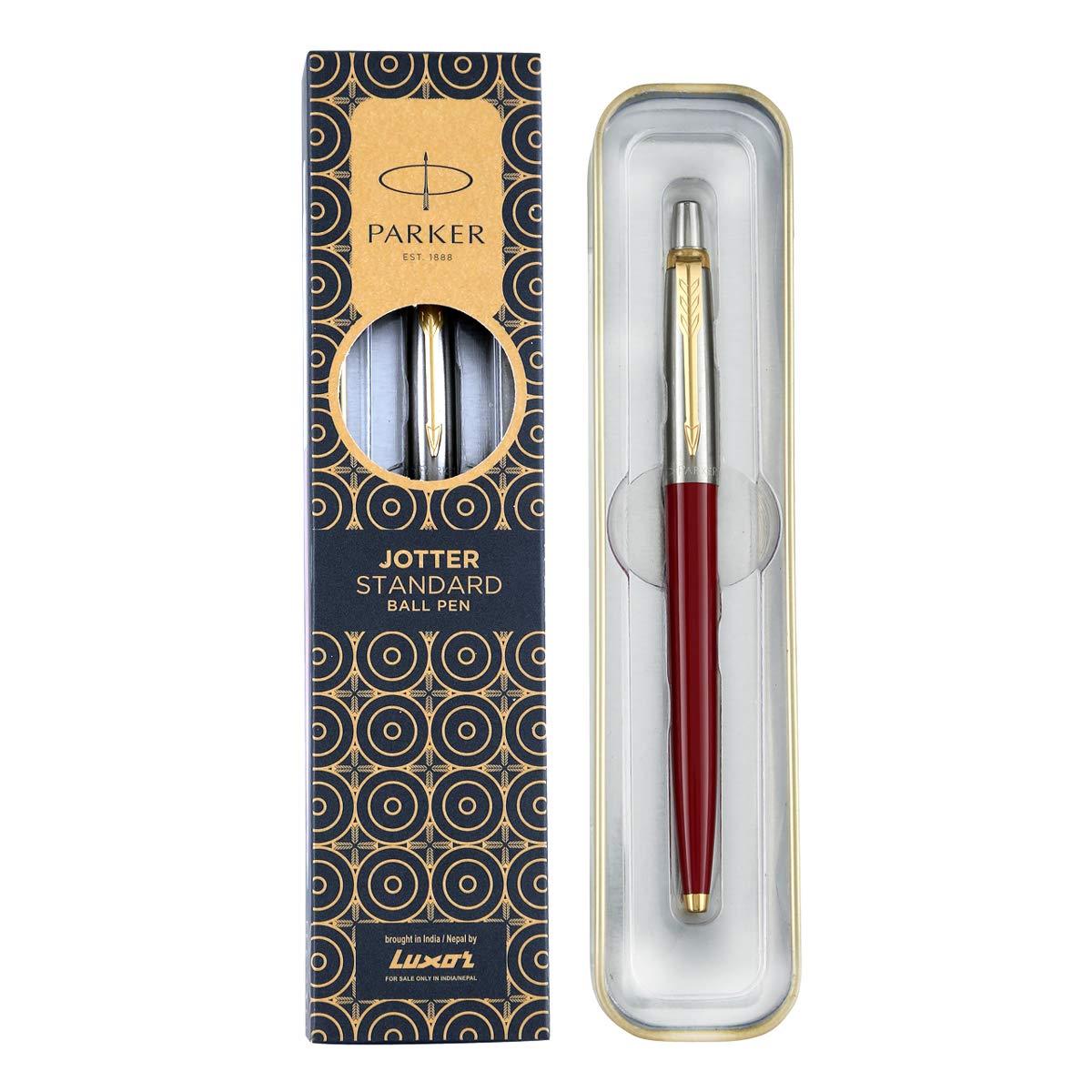 Parker Jotter Standard Gold Trim Ball Pen| Ink Color - Blue | Perfect for Corporate Use | Elite Pen for Professionals