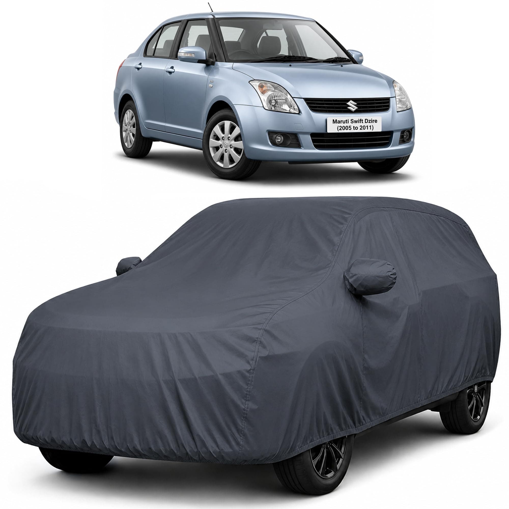 Autofact Car Body Cover Compatible with Swift Dzire 2005-2011 | Custom Fit Car Cover |100% Waterproof | Triple-Stitched Lightweight Fabric | Dustproof | Indoor & Outdoor Use | Elastic Bottom