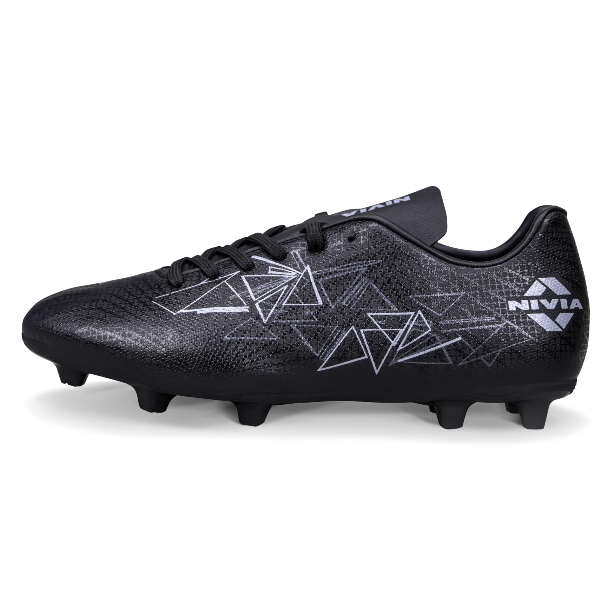 Nivia Carbonite 7.0 Football Stud for Men, TPU Sole with Synthetic Leather Upper, Die Cut Lightweight Insole, Ideal for Soft and Hard Grassy Ground Surfaces- UK09(Black)