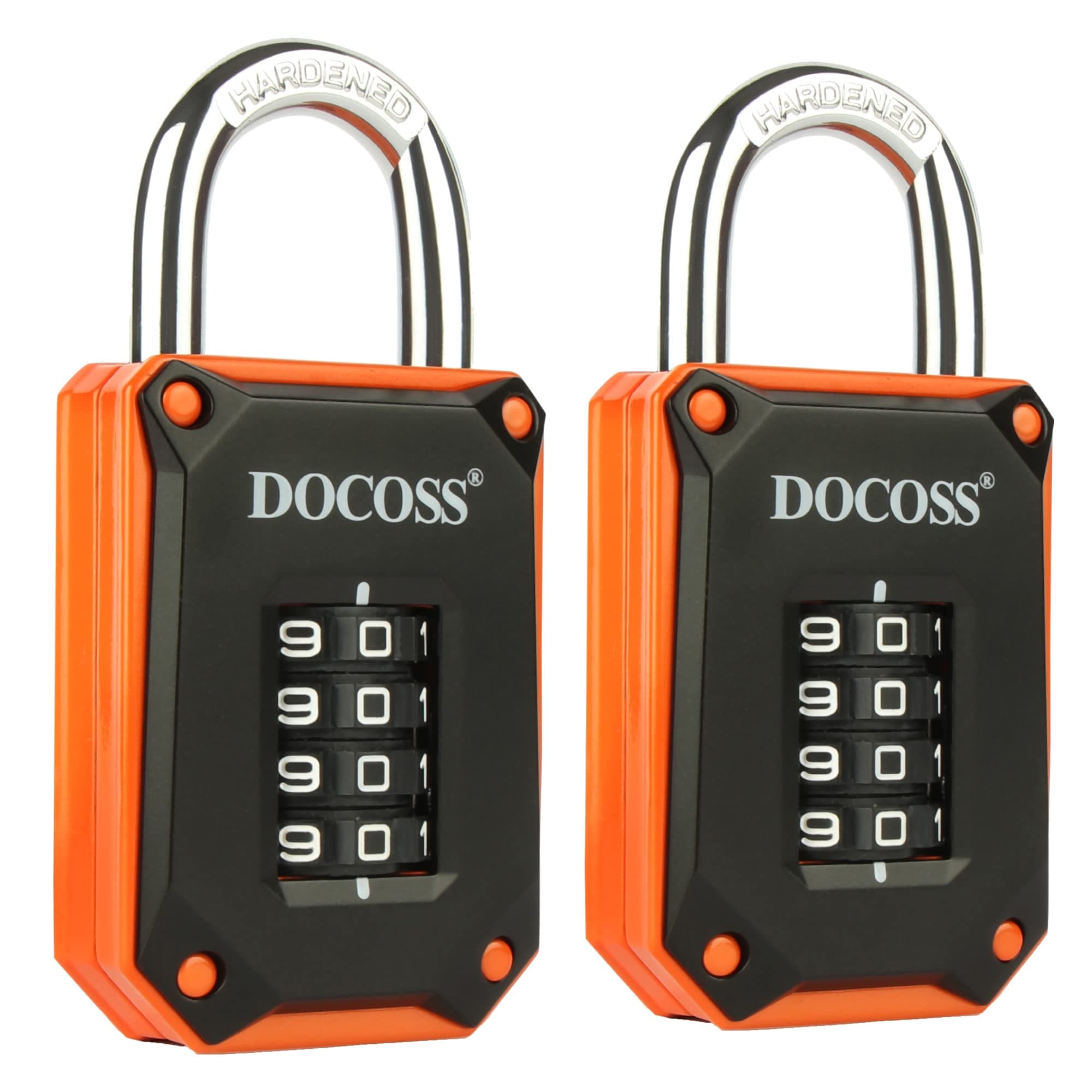 DOCOSS Zinc Strong Number Lock for Door/Combination Padlock/Gate/Gym Locker - Orange Black (2 Pack)
