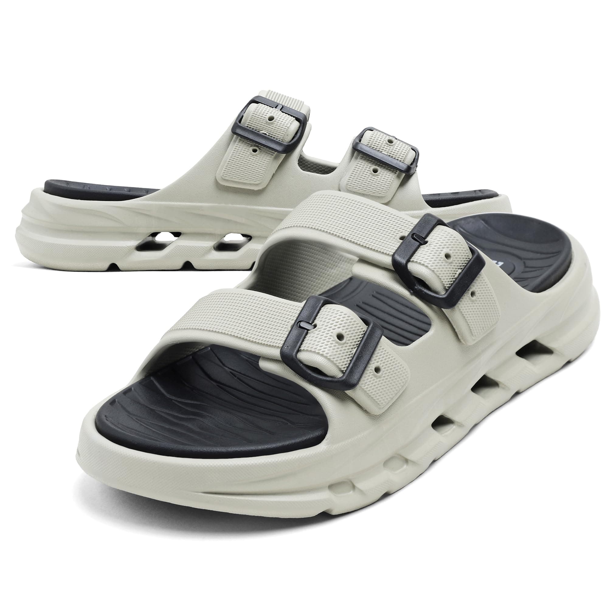 DOCTOR HEALTH SUPER SOFT Men EVA Double Strap Sandals | Adjustable Buckle Comfort Slides | Lightweight Anti-Slip Ventilated Casual Sandals for Everyday Indoor Outdoor Wear